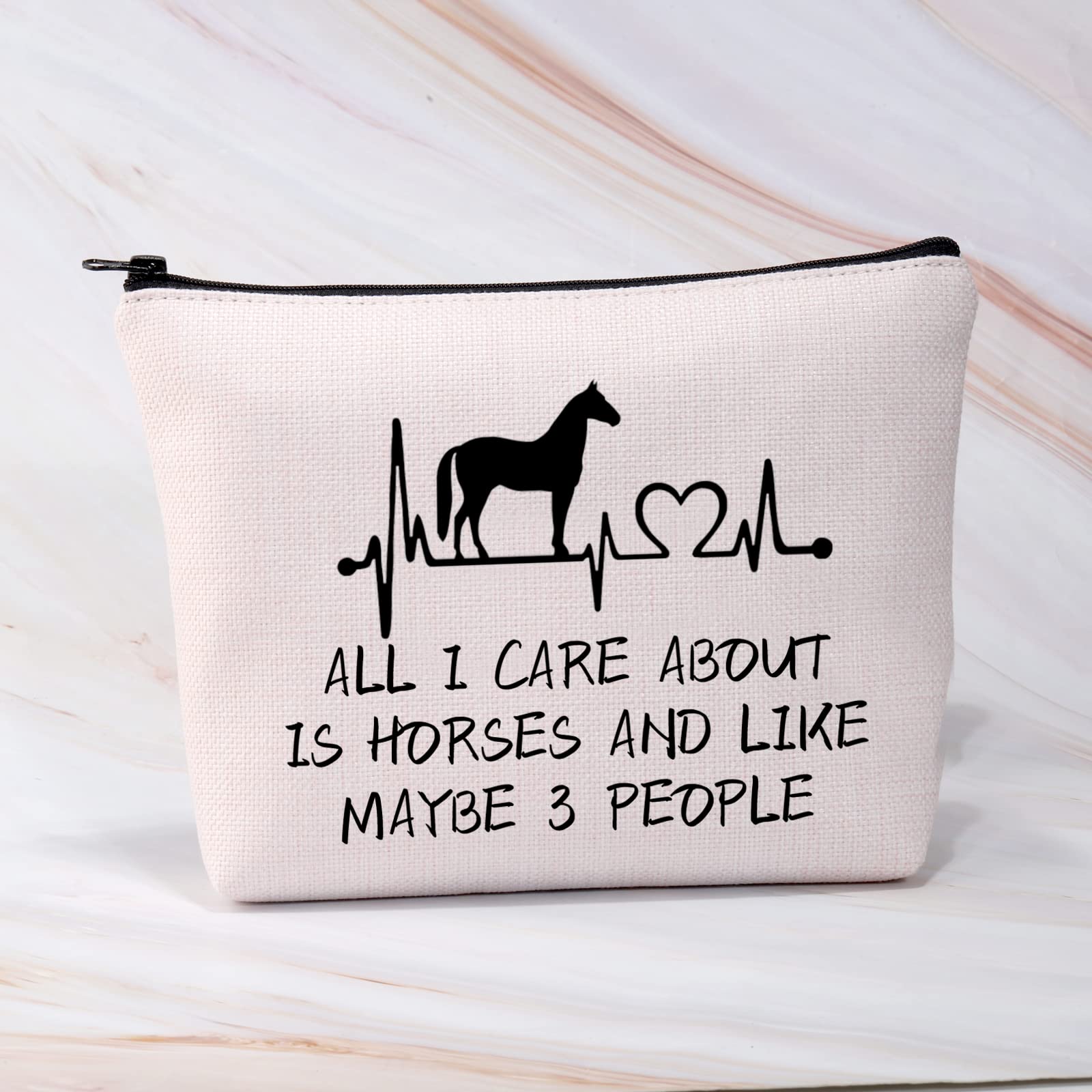 Equestrian Makeup Bag for Women & Girls - Cowgirl Cosmetic Pouch Horse Lover Gift - 