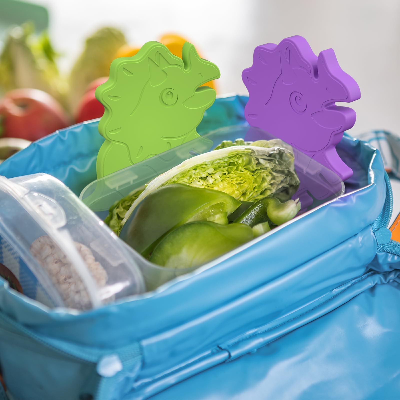 HiYZ Reusable Dinosaur Ice Packs for Lunch Boxes - Quick Freeze Kids Cooler Packs for School, Travel & Picnics - Space Saving Thin Ice Packs for Lunch Bags, Coolers & Outdoor Activities