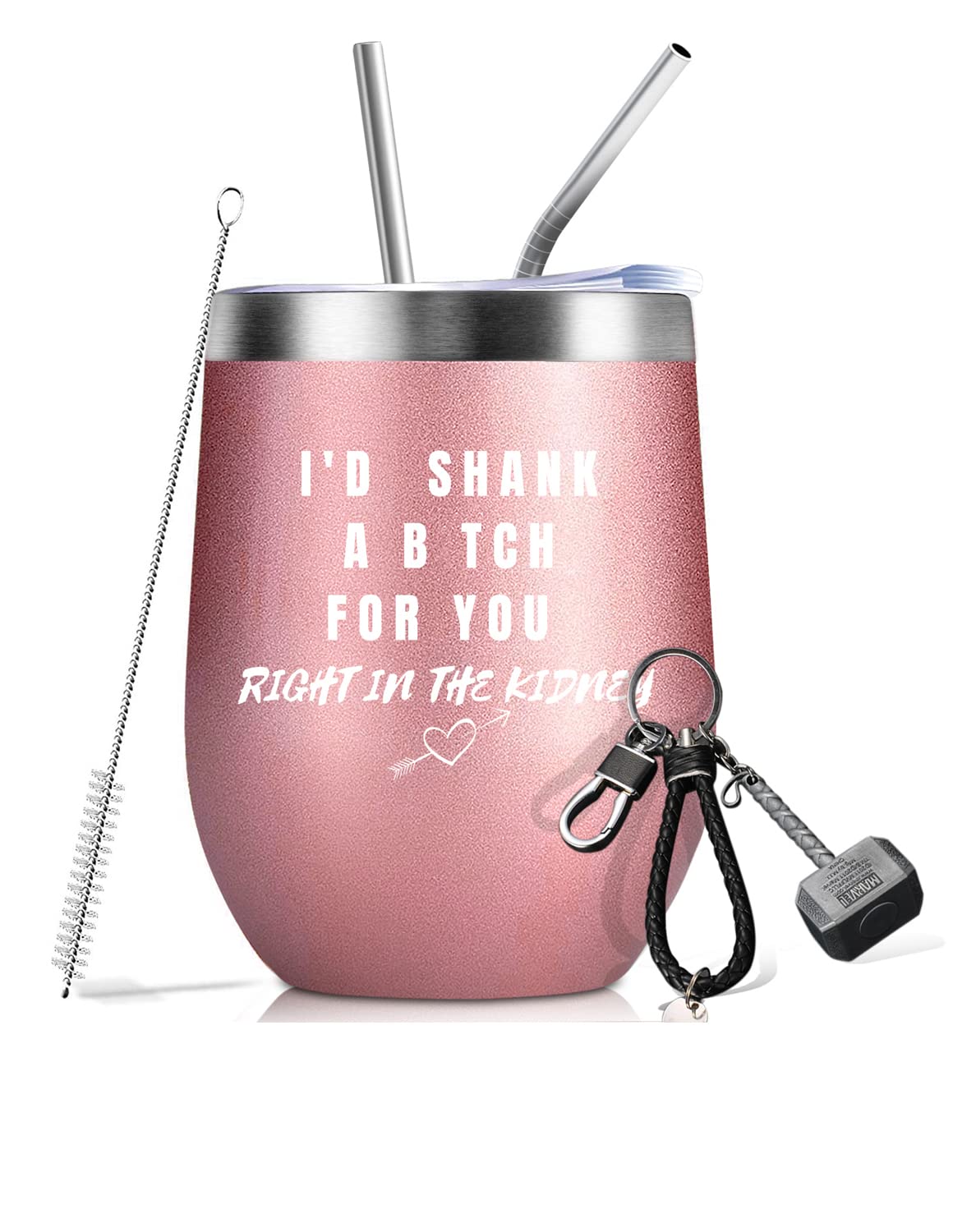 Funny Wine Glasses with Sayings - 12Oz Tumbler with Keychain - Best Friend Birthday Gifts for Women, Men, Coworkers - Unique Thank You & Mother's Day Gifts for Mom, Wife, Sister - Perfect for Parties, Celebrations & Daily Use