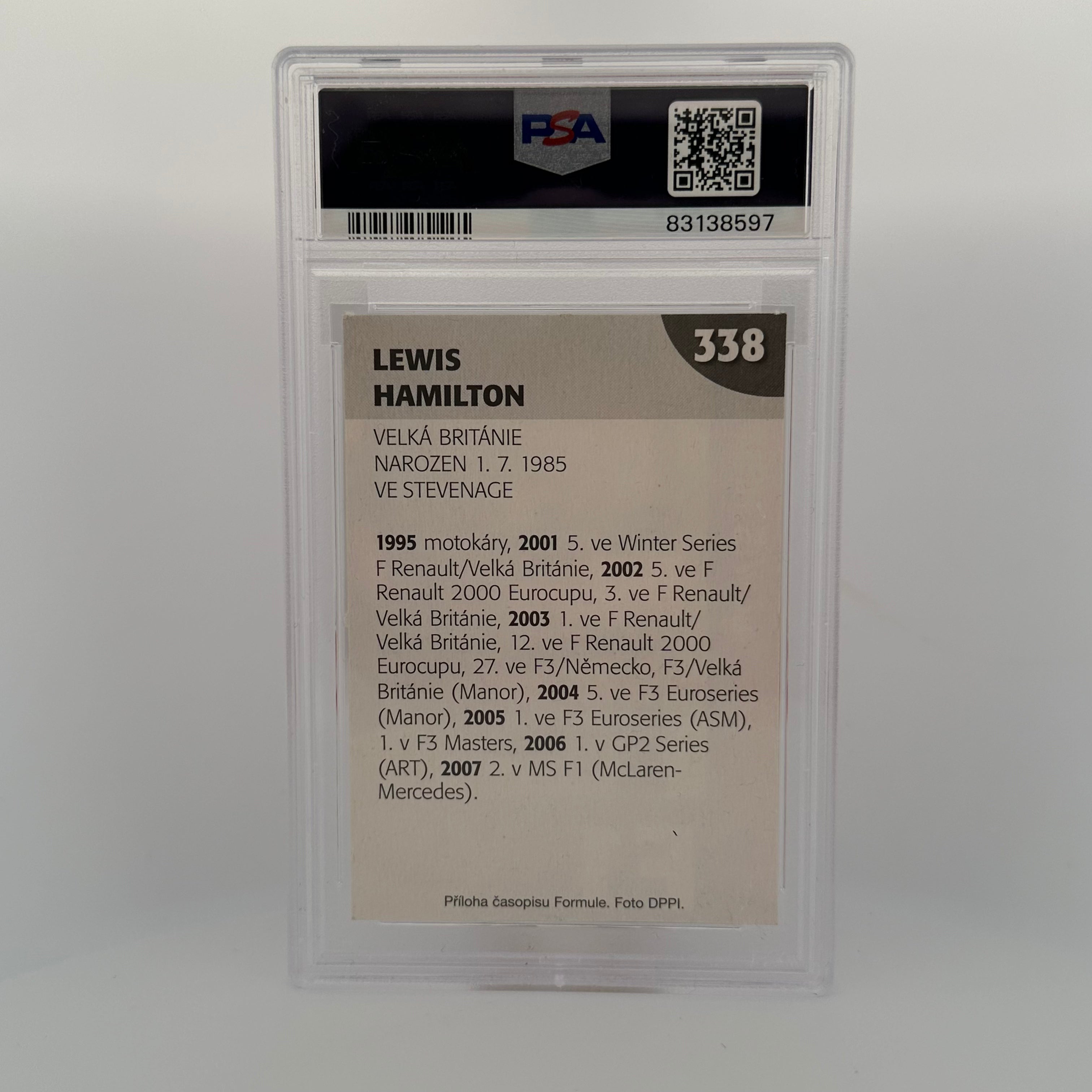 2008 Formula 1 & Moto GP Lewis Hamilton #338 PSA 7 Graded Trading Card - Perfect for Sports Memorabilia Collectors and F1 Fans Display