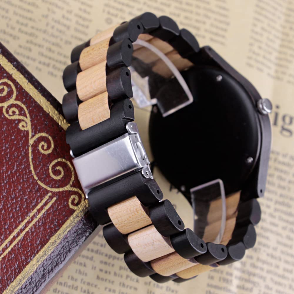 Handmade Wooden Watch for Men - Bamboo Engraved Analog Quartz - Perfect for Outdoor & Casual Wear