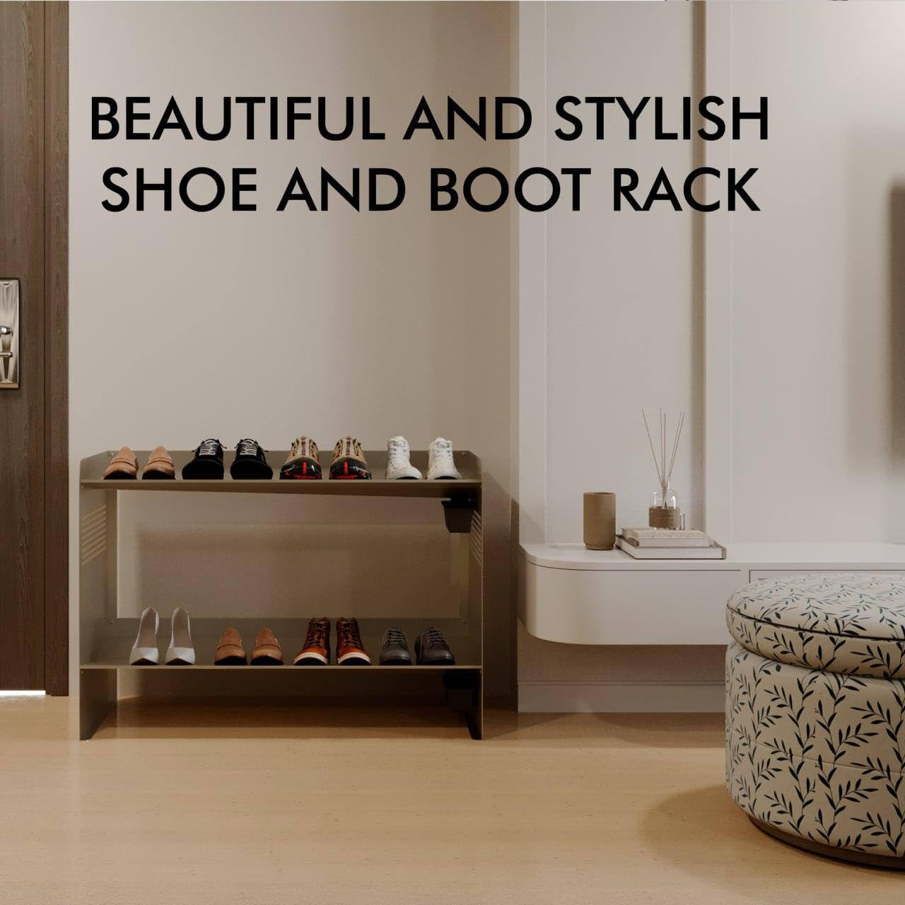 Stylish 2-Tier Metal Shoe Rack with Water & Sand Drainage - Holds 7 Pairs of Shoes - Space-Saving Vertical Shoe Organizer for Entryway, Mudroom, or Closet Storage Solution