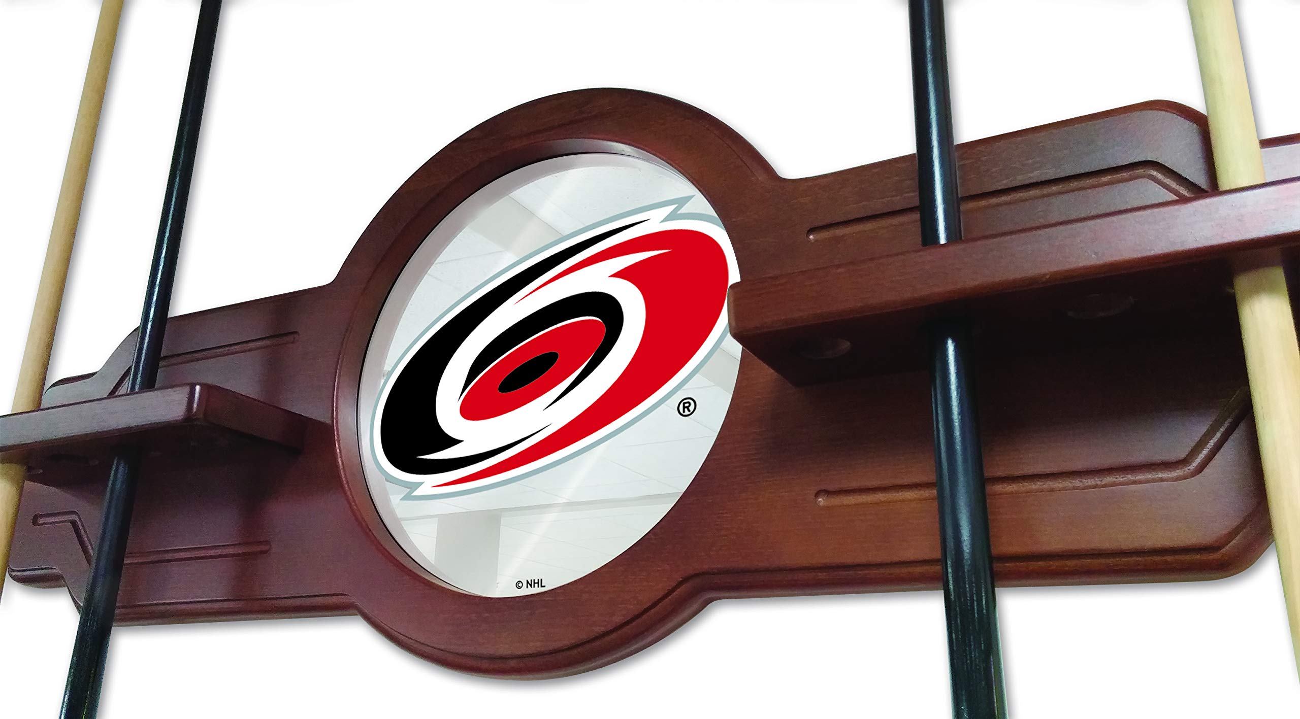 Carolina Hurricanes Cue Rack - Navajo Finish Pool Cue Holder by Holland Bar Stool - Perfect for Billiards Room, Game Room, and Sports Bar Decor