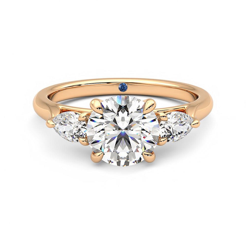 Exquisite Round Cut Three Stone Moissanite Engagement Ring with Hidden Anniversary Accent - Perfect for Proposals, Weddings & Anniversary Gifts