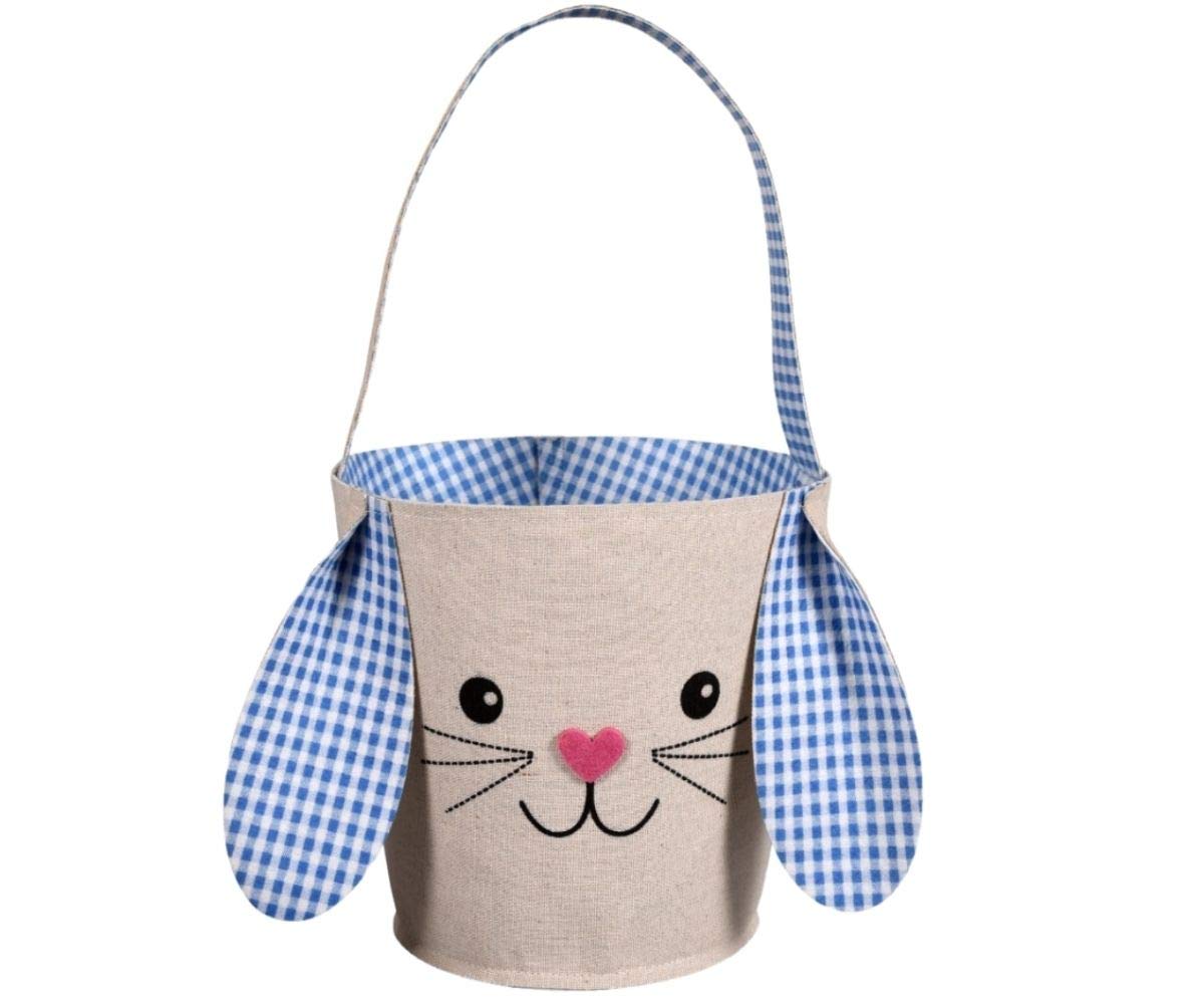 Easter Bunny Basket Bag for Kids - Adorable Blue Rabbit with Floppy Ears - Perfect for Candy, Gifts & Egg Hunts - Easter Party Favor & Spring Celebration Accessory