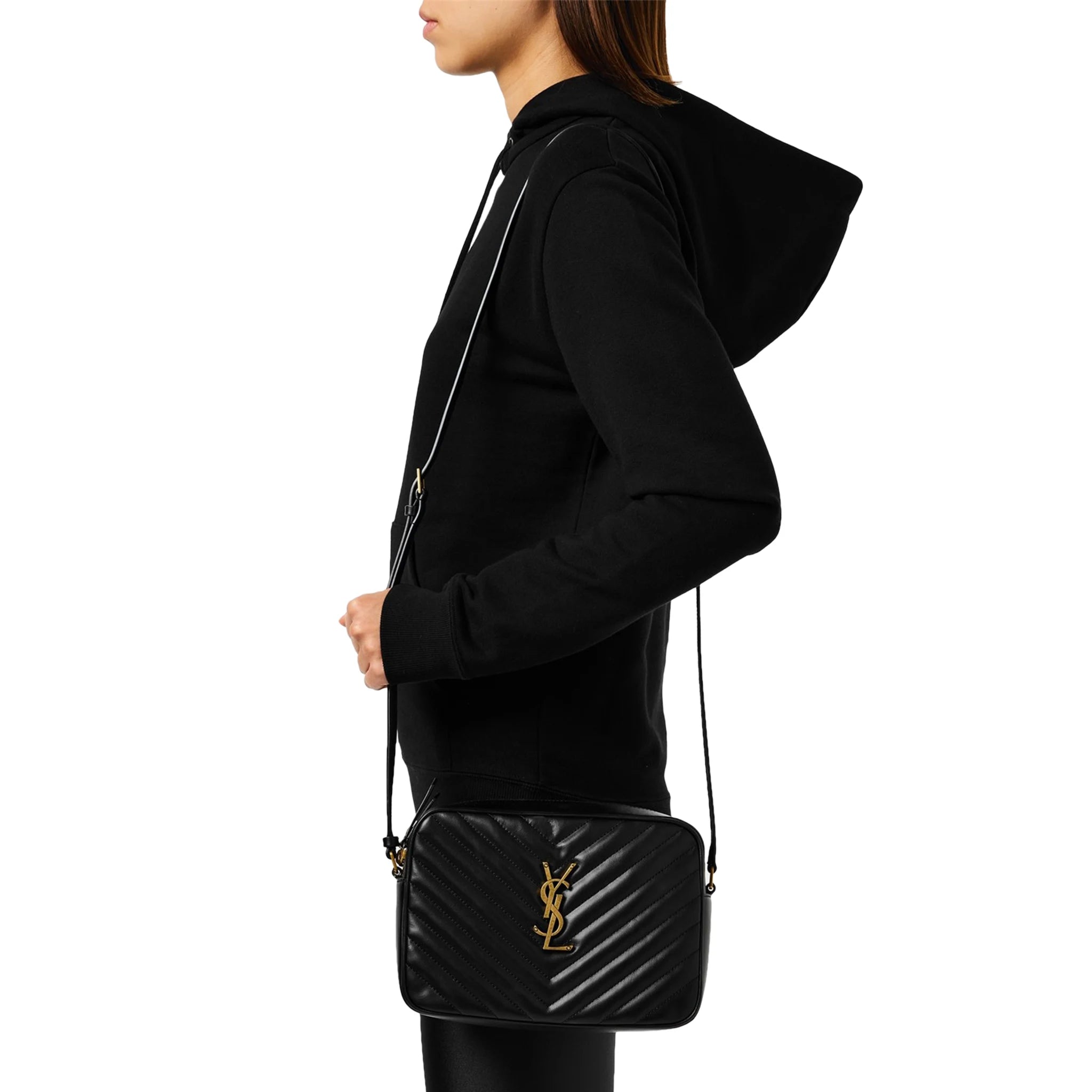 Saint Laurent Quilted Leather Lou Black Camera Bag for Women | Luxury Designer Crossbody Purse | Perfect for Date Night, Travel & Everyday Use