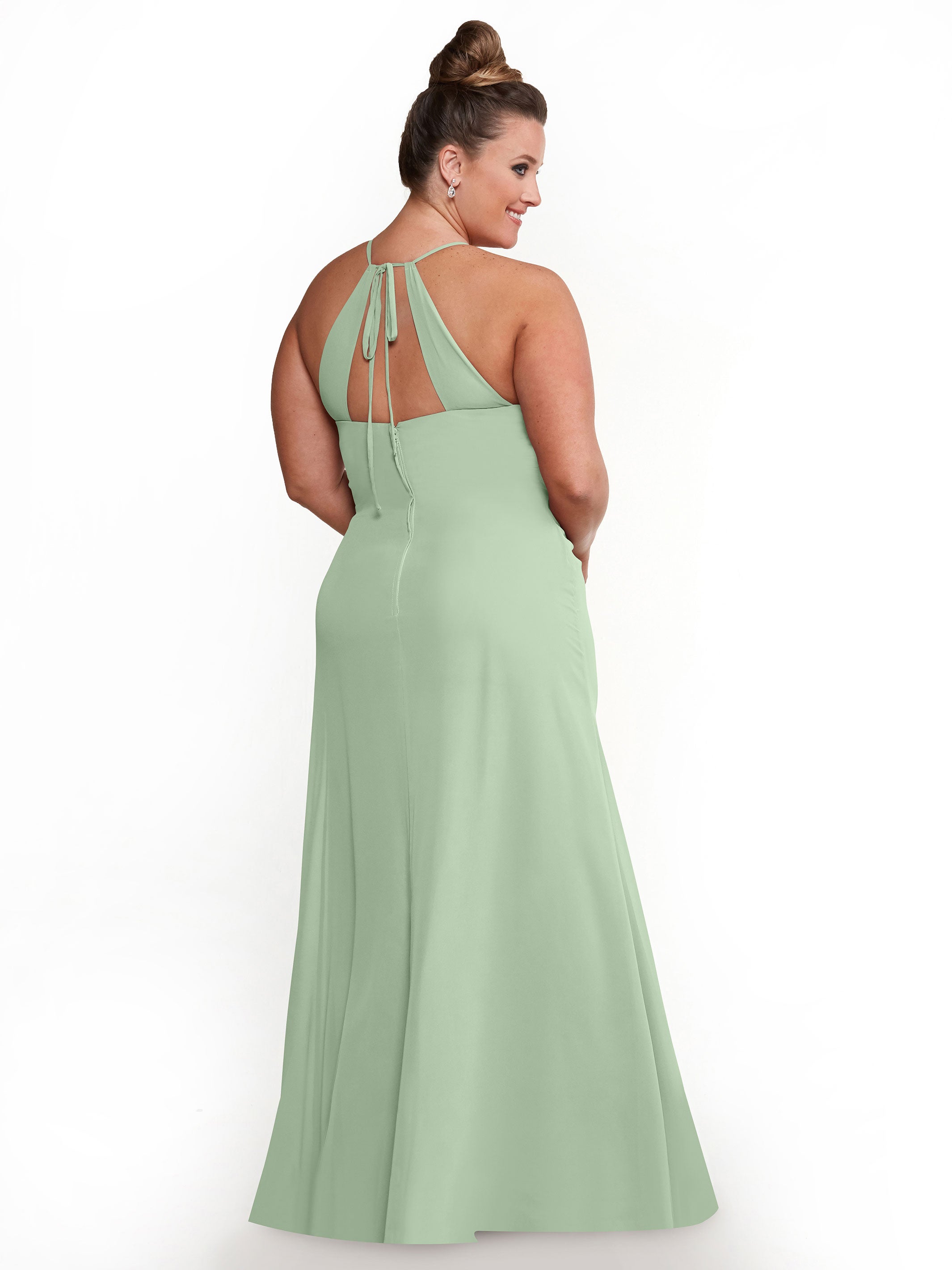 Elegant A-Line Chiffon Bridesmaid Dress with Keyhole Halter Neckline - Perfect for Weddings, Formal Events & Special Occasions