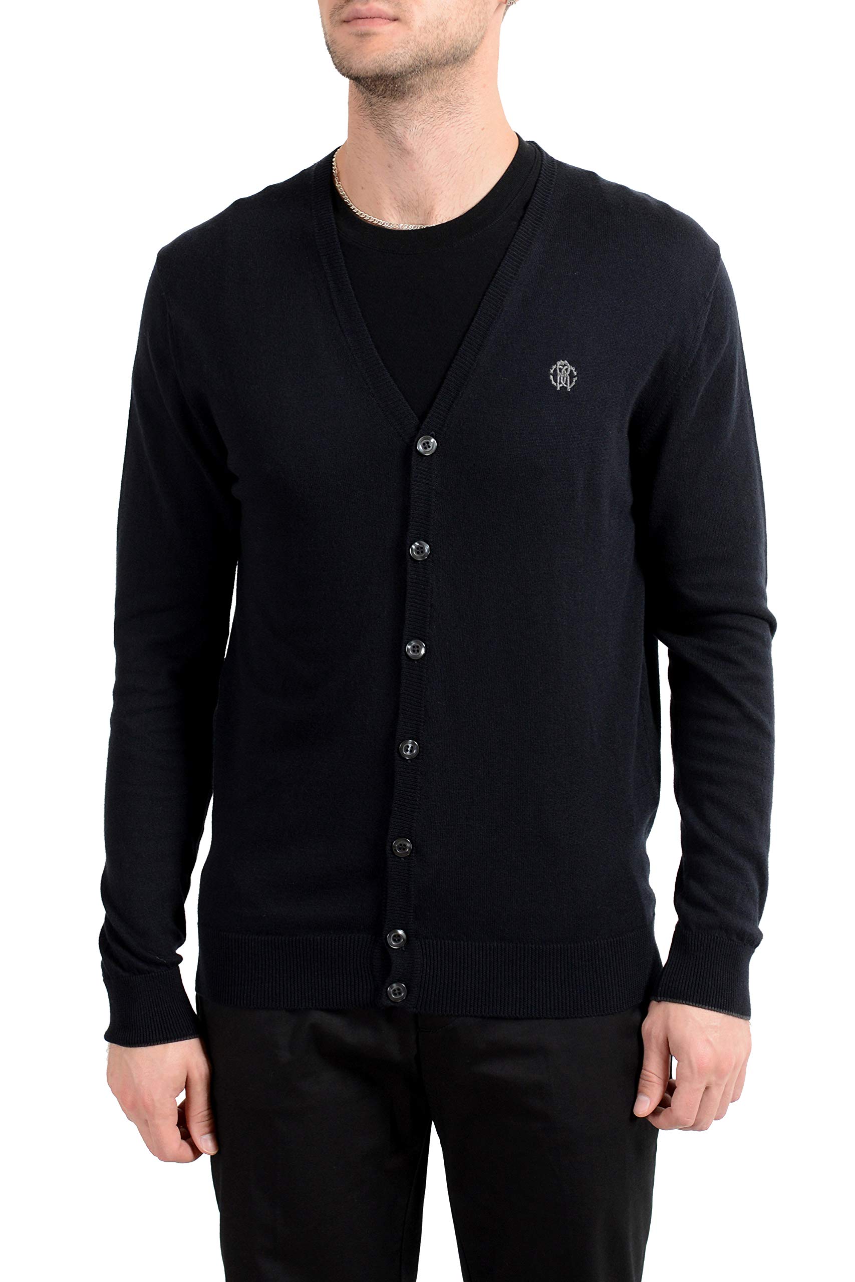 Roberto Cavalli Men's Cashmere Cardigan Sweater - Premium Soft Knit Pullover for Casual & Business Wear
