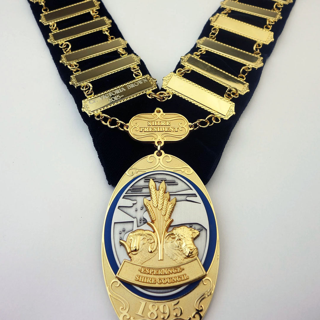 Esperance Shire Council President Chain of Office & Pendant - Official Ceremonial Necklace for Government Events & Formal Occasions