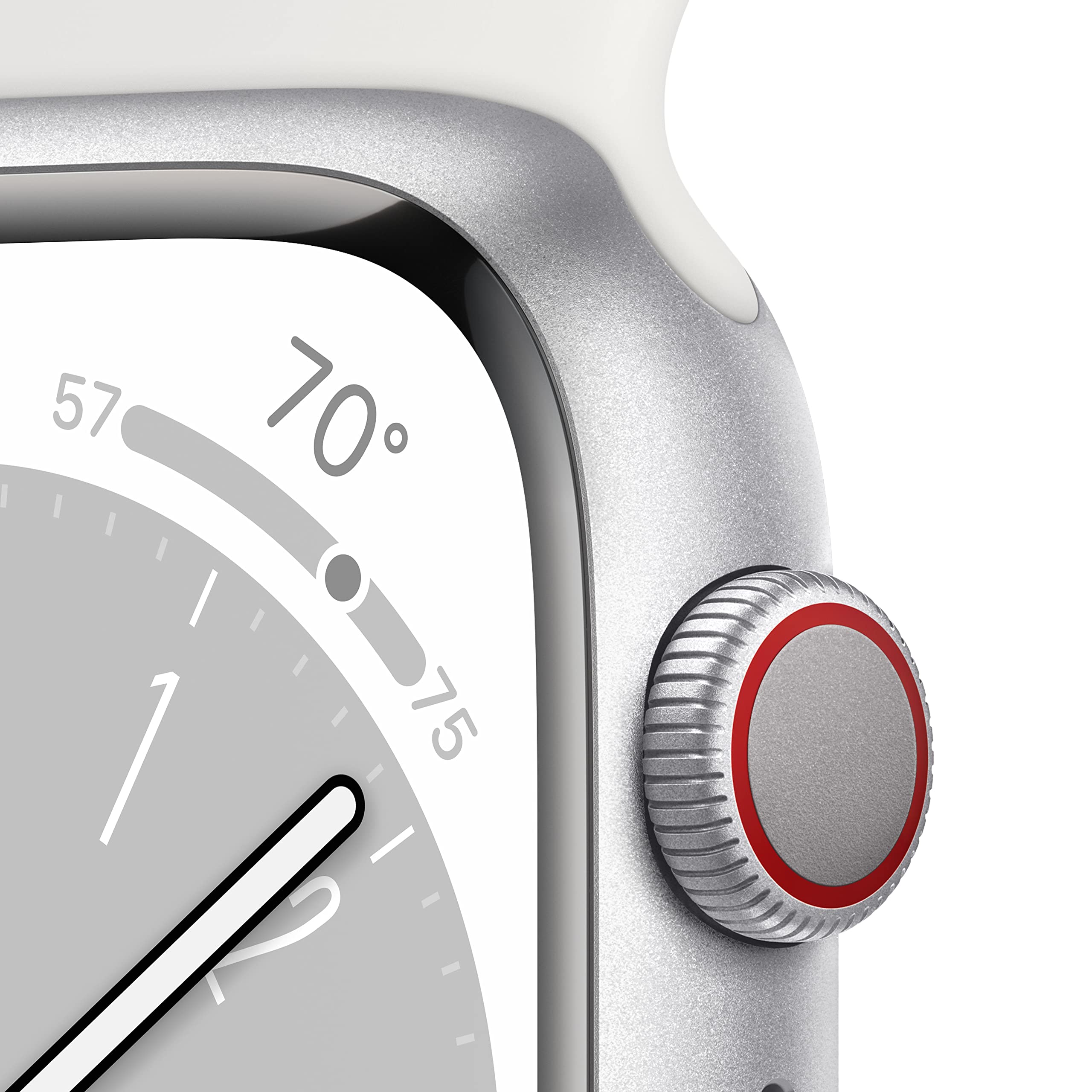 Apple Watch Series 8 (GPS + Cellular 45mm) Silver Aluminum Case with White Sport Band - Renewed Premium Smartwatch for Fitness Tracking, Heart Rate Monitoring & Phone Calls | Perfect for Running, Swimming & Daily Wear