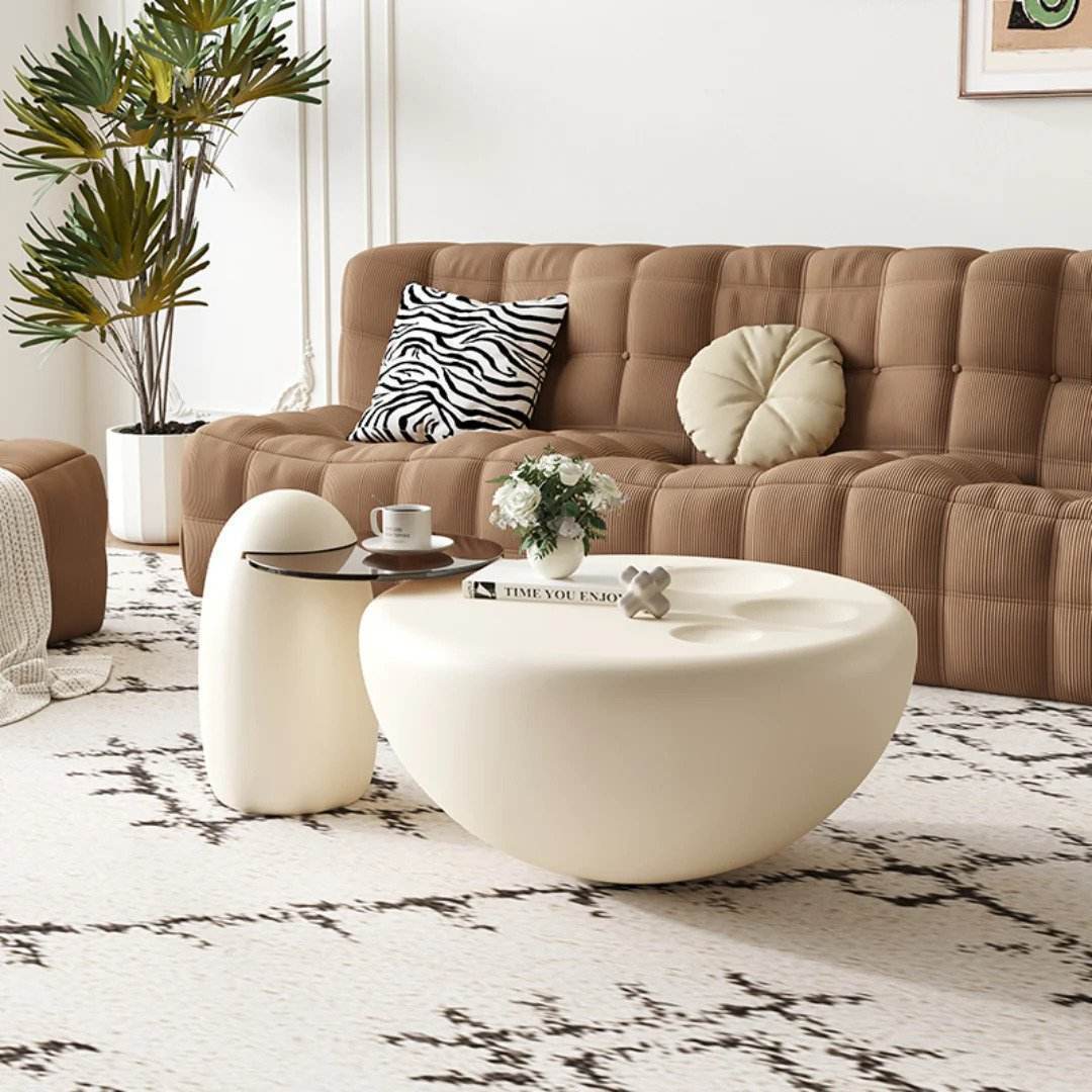 Modern Nala Nesting Coffee Table Set - 2-Tier Oval Side Table for Living Room, Bedroom, or Office - Space-Saving Furniture with Stylish Design for Small Spaces