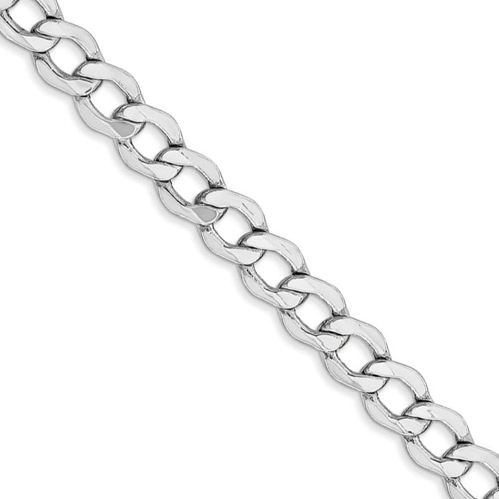 The Black Bow 5.25mm 14K White Gold Hollow Curb Link Chain Necklace - Perfect for Elegant Evenings and Special Occasions