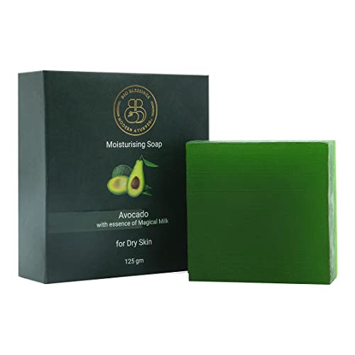 Bio Blessings Donkey Milk & Avocado Moisturizing Soap | Natural Ayurvedic Handmade Soap for Acne-Prone Skin | Skin Brightening & Hydrating Face & Body Soap | Vegan, Cruelty-Free (125g) | Perfect for Daily Skincare Routine & Sensitive Skin Care