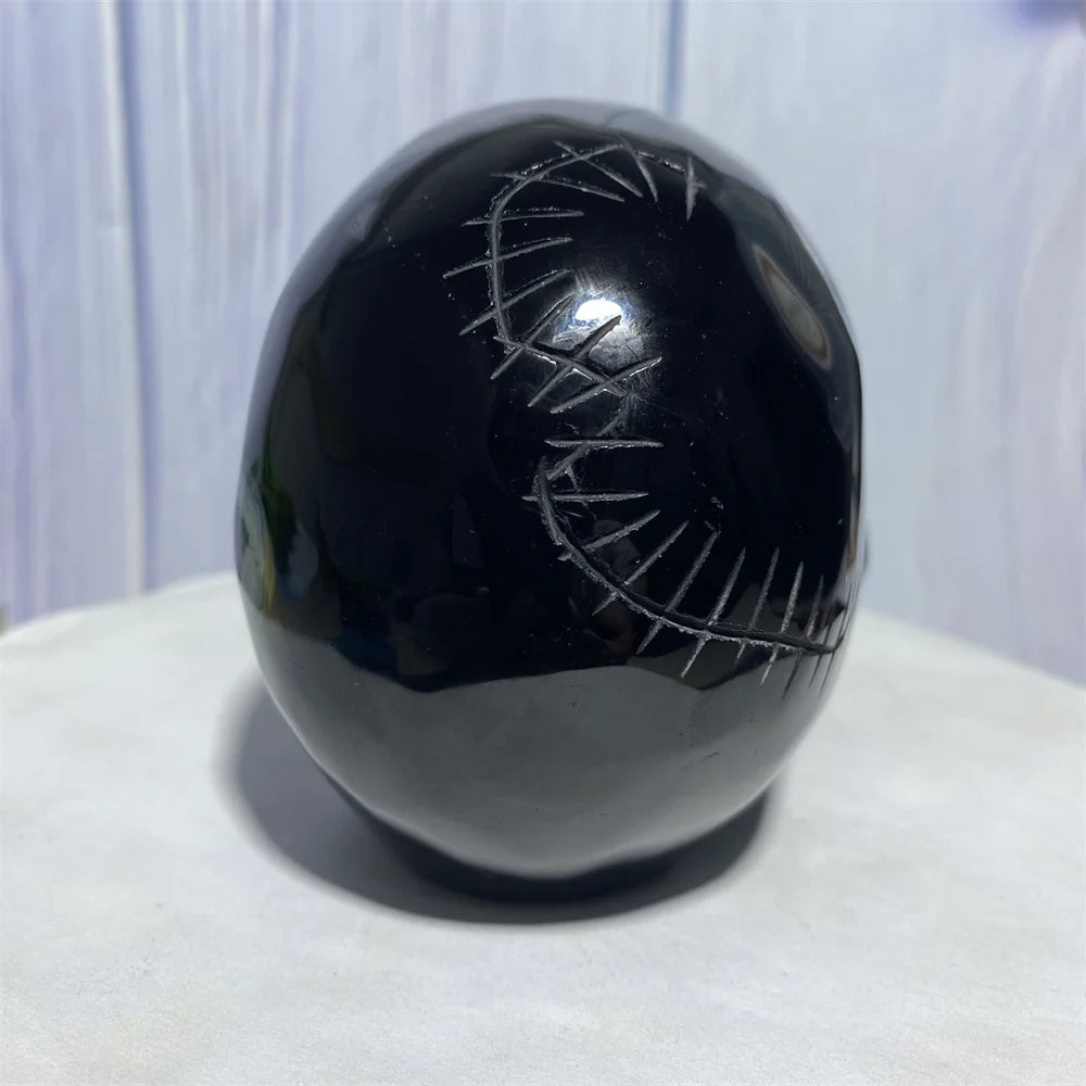 1002g Natural Black Onyx Crystal Agate Skull Raw Stone Quartz Handmade Sculpture - Spiritual Meditation, Reiki Healing, Home Decor & Unique Gift for Collectors