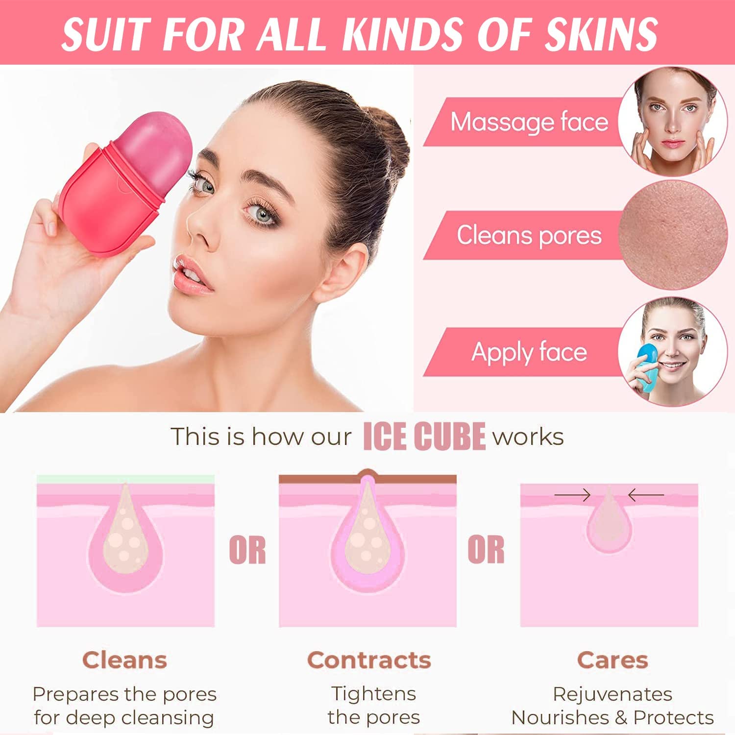 BFBOYS Ice Globes Roller for Face & Eye Massage - Cooling Facial Ice Roller Globes with Glow Cube - Beauty Tools for Women - Skin Care Massage for Puffiness & Glowing Skin - Perfect for Morning Routine & Post-Workout Recovery