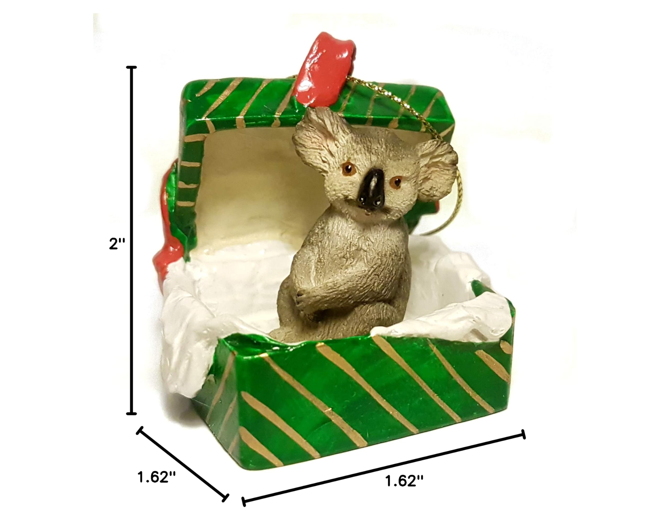 Koala Gift Box Christmas Ornament - Adorable Gold Holiday Decoration for Tree, Home & Office | Perfect Christmas Gift & Party Decor