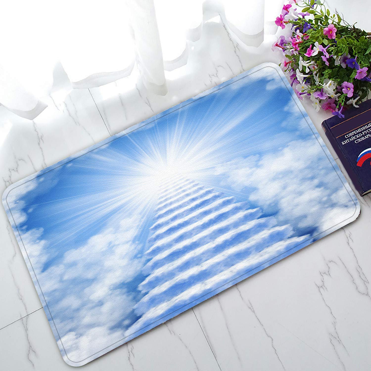 ECZJNT Sky to Heaven Staircase Doormat - Non-Slip Bath Rug & Entryway Floor Mat 30x18 Inch for Home Decor, Front Door Welcome, Bathroom Safety
