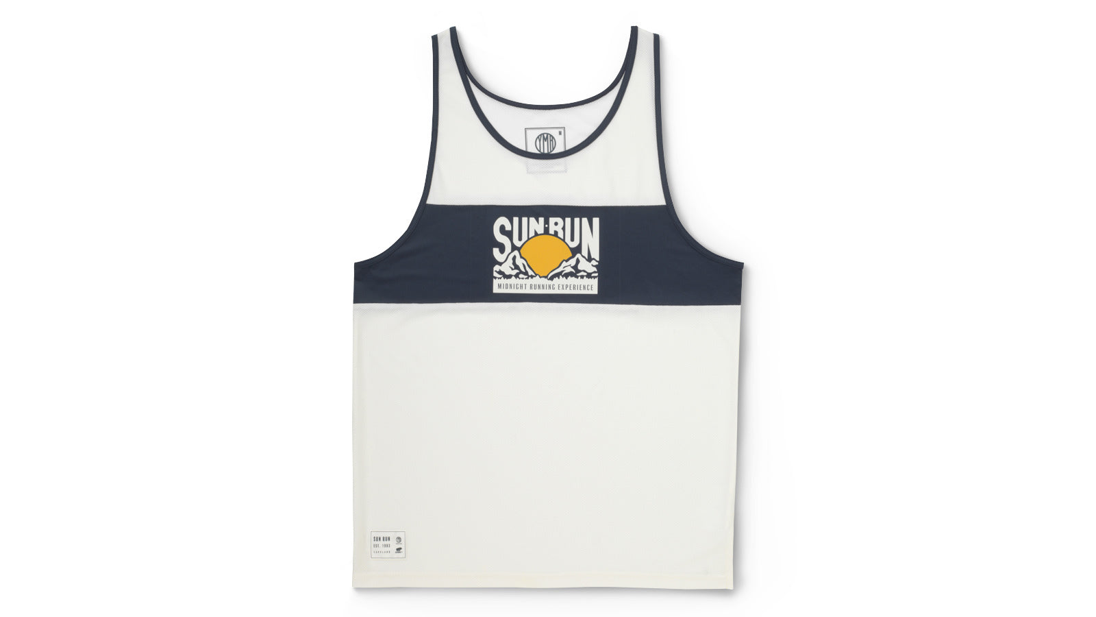 Sun Run Men's Performance Singlet - Breathable Running Top in Off White/Estate Blue | Ideal for Jogging, Gym Workouts & Outdoor Sports