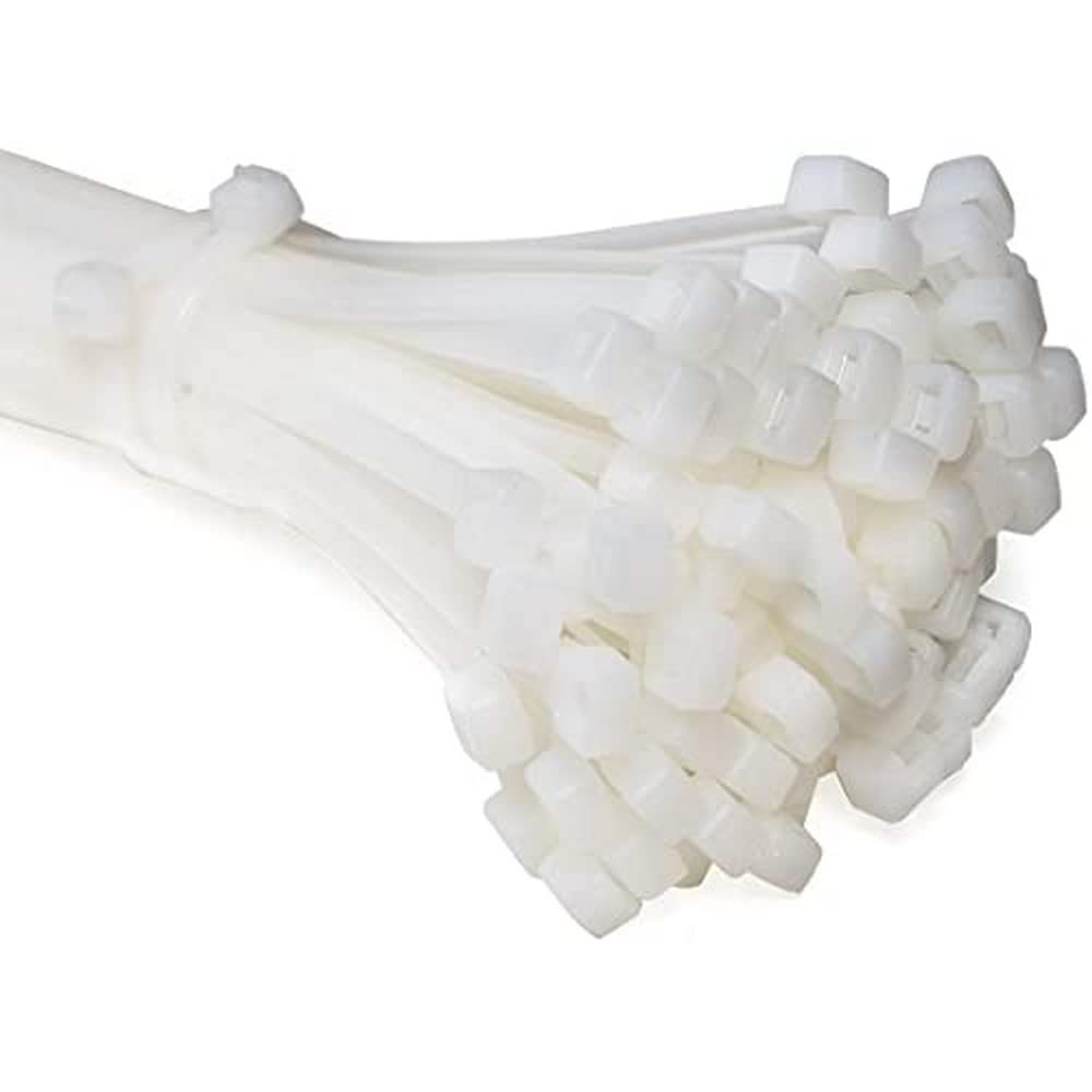 100-Pack White Cable Ties 430x4.8mm | 51lbs Tensile Strength | Chemical Resistant Zip Ties for Indoor/Outdoor Use | Professional Cable Management for Wires, Hoses & DIY Projects