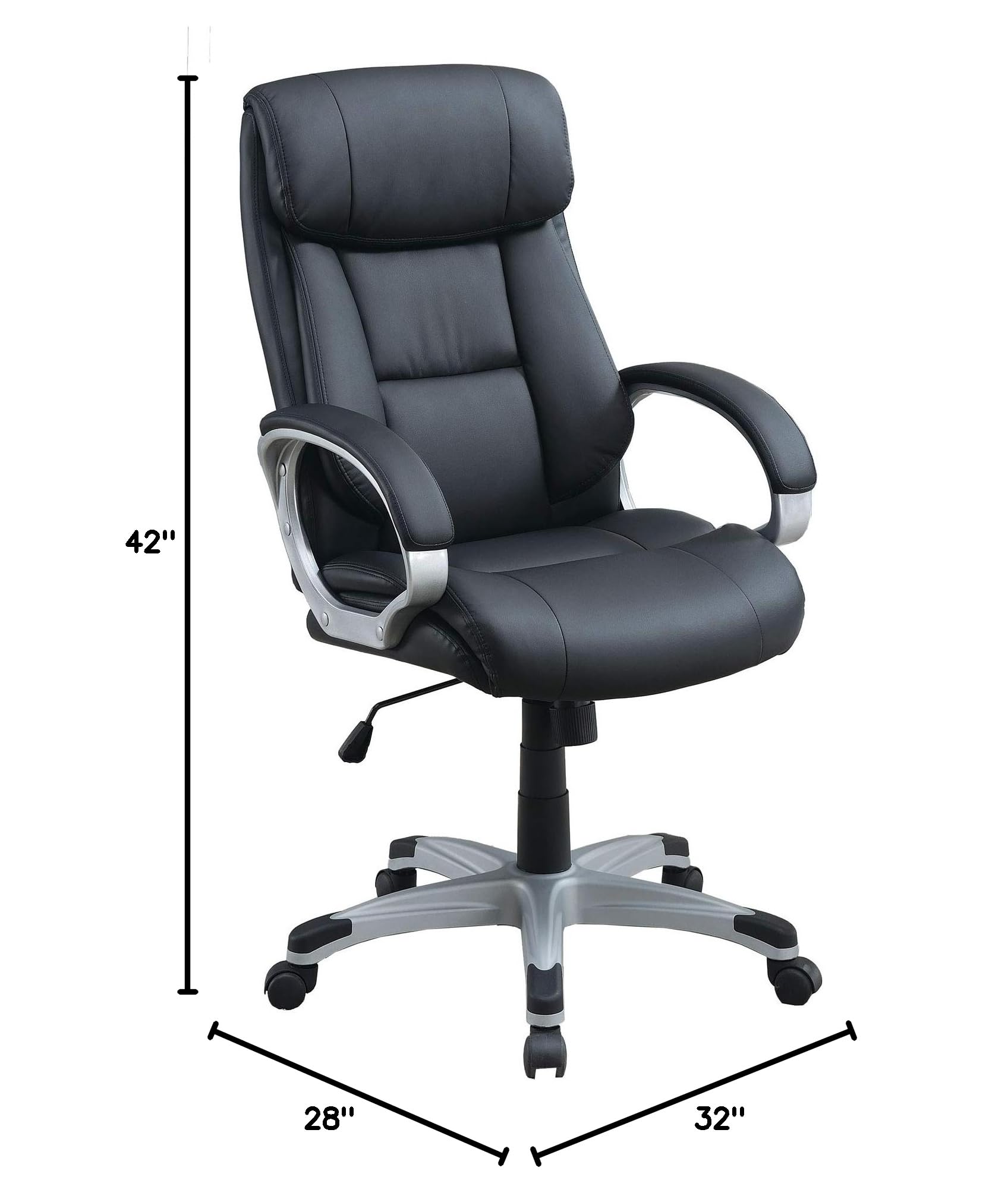 Poundex Black Ultra Comfort Office Chair - Ergonomic Adjustable Swivel Task Chair for Home & Office Workspace