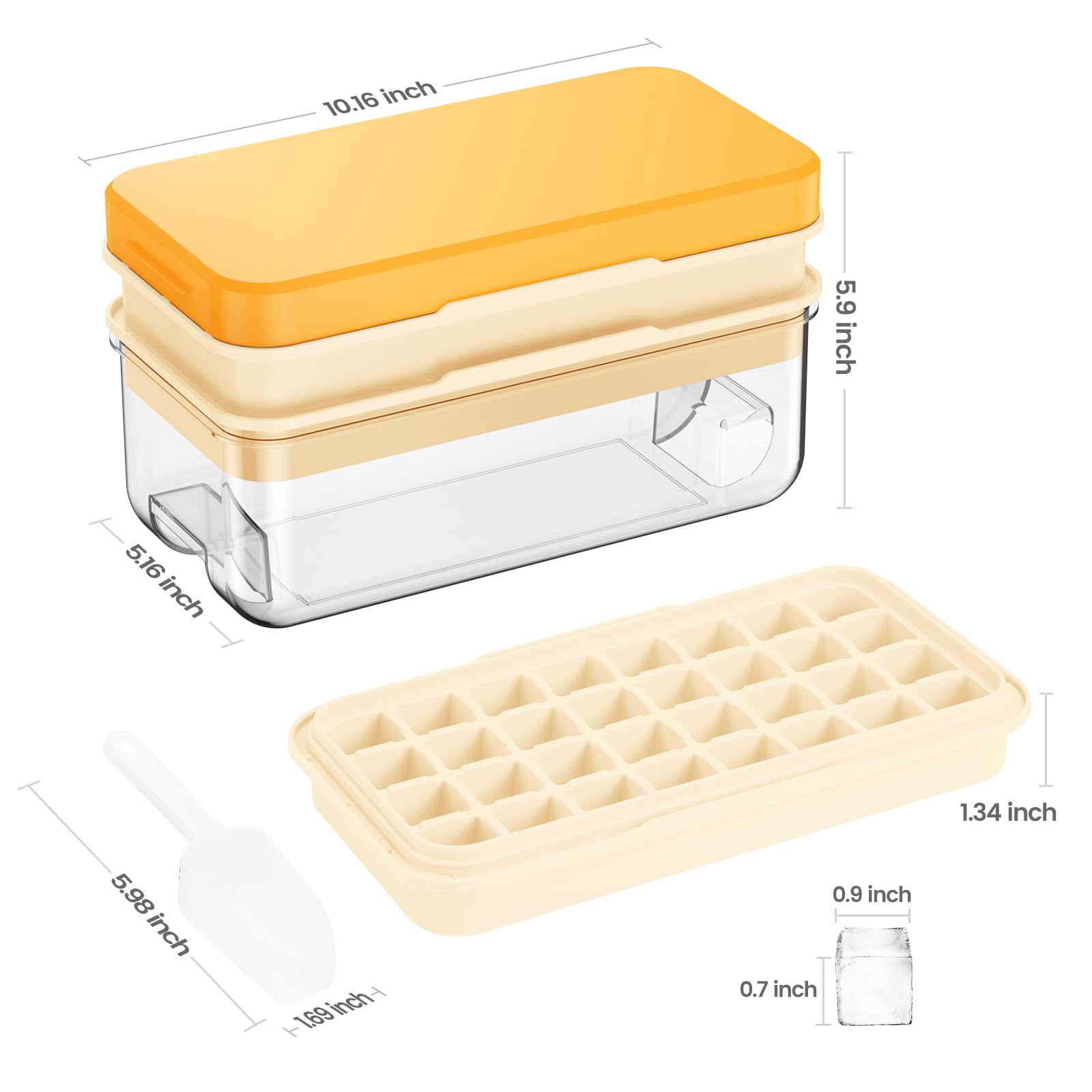 PHINOX Ice Cube Tray with Lid & Storage Bin - 2 Pack Flexible Silicone Freezer Trays Makes 64 Perfect Cubes for Cocktails, Whiskey, Coffee - BPA Free Ice Maker with Scoop & Cover for Home Bars, Parties & Everyday Use