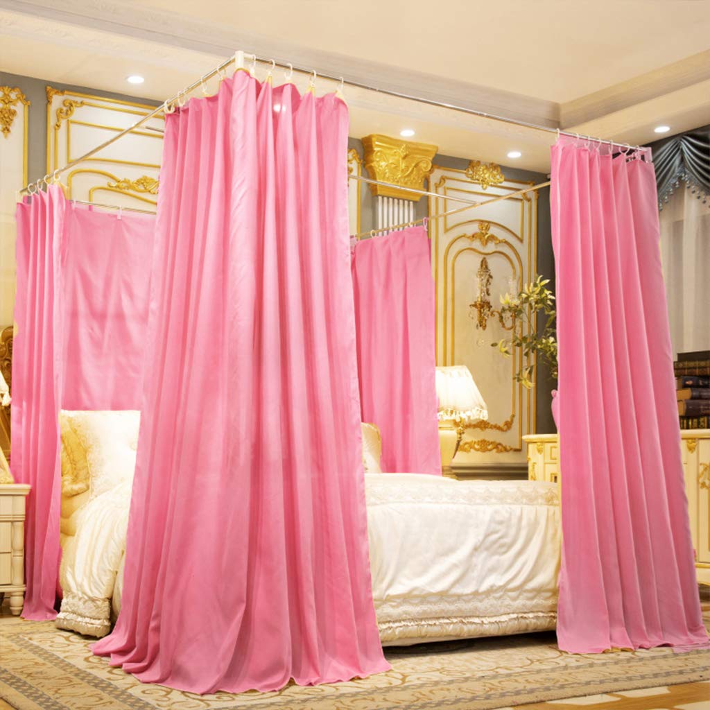 Princess 4 Corner Bed Canopy for Girls - Solid Pink Twin Size Bed Curtain with Hanging Net - Perfect for Kids' Bedrooms, Nursery Decor & Princess Themed Rooms