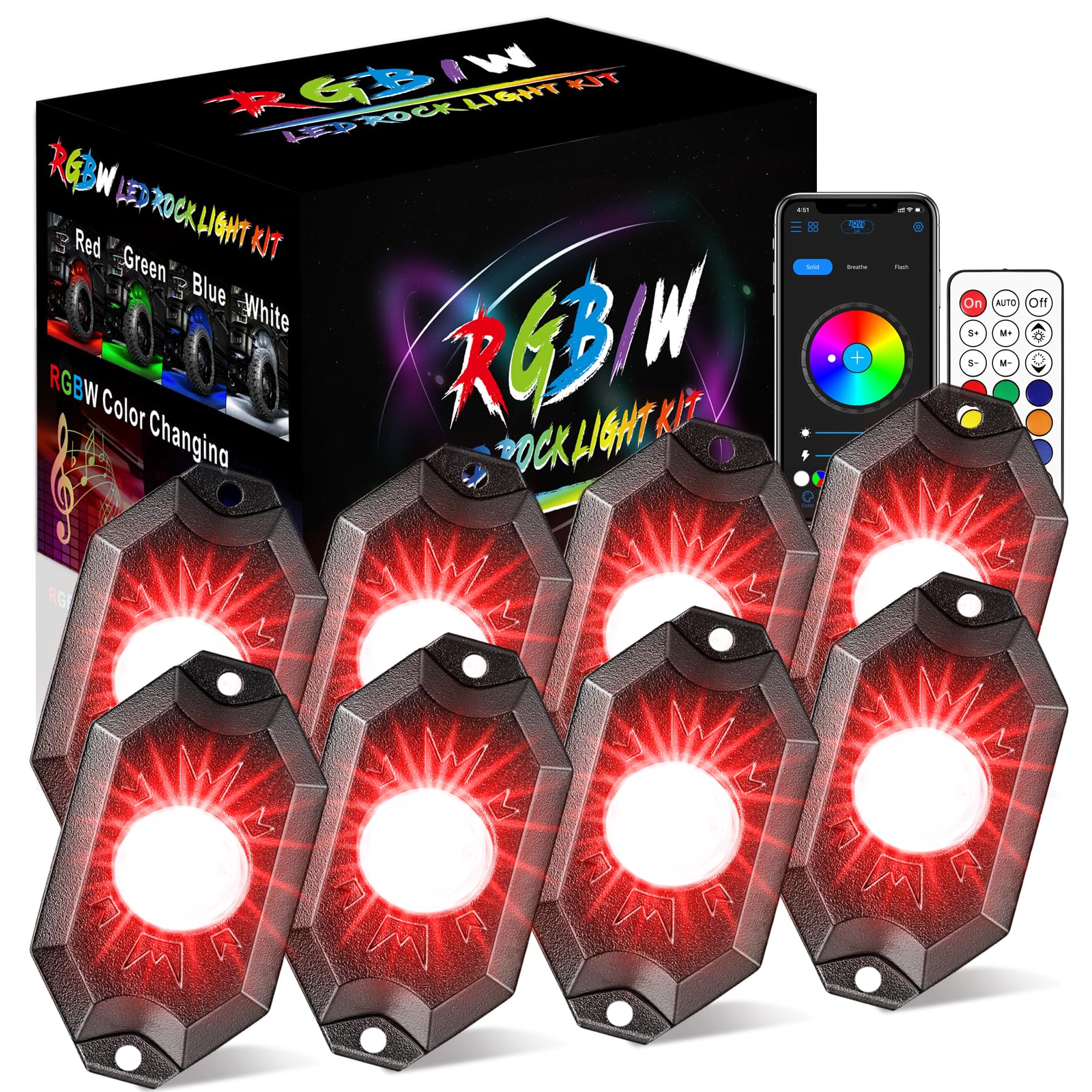 2FT LED Whip Rock Lights with Remote Control - Waterproof Off-Road Lighting for UTV, Jeep, Polaris RZR, Can-am & Ram Trucks | Perfect for Night Riding, Trail Adventures & Off-Road Vehicle Customization
