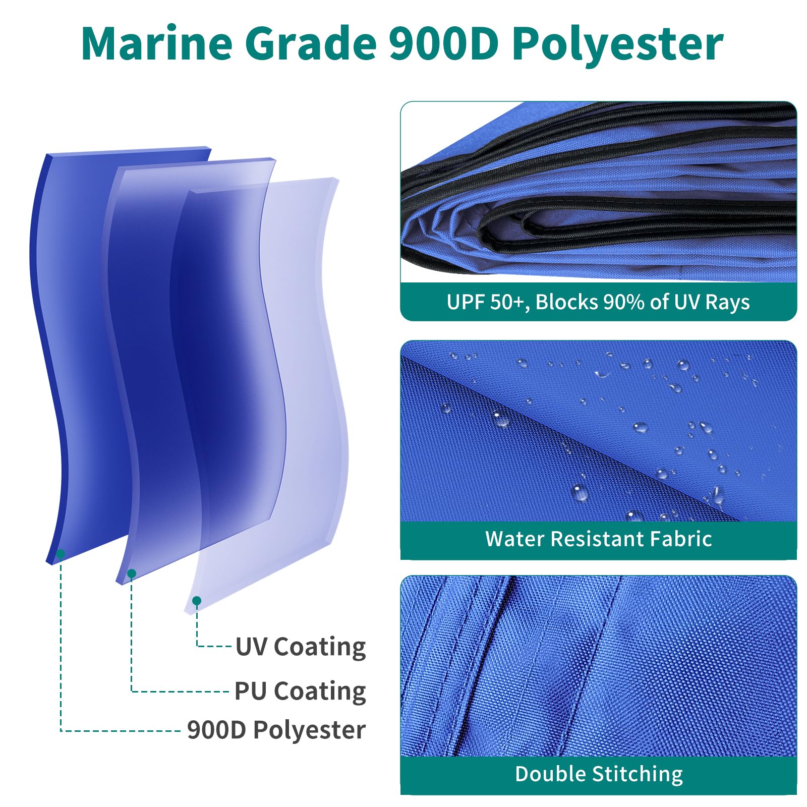 DoCred Foldable Bimini Top Boat Canopy Cover - 63