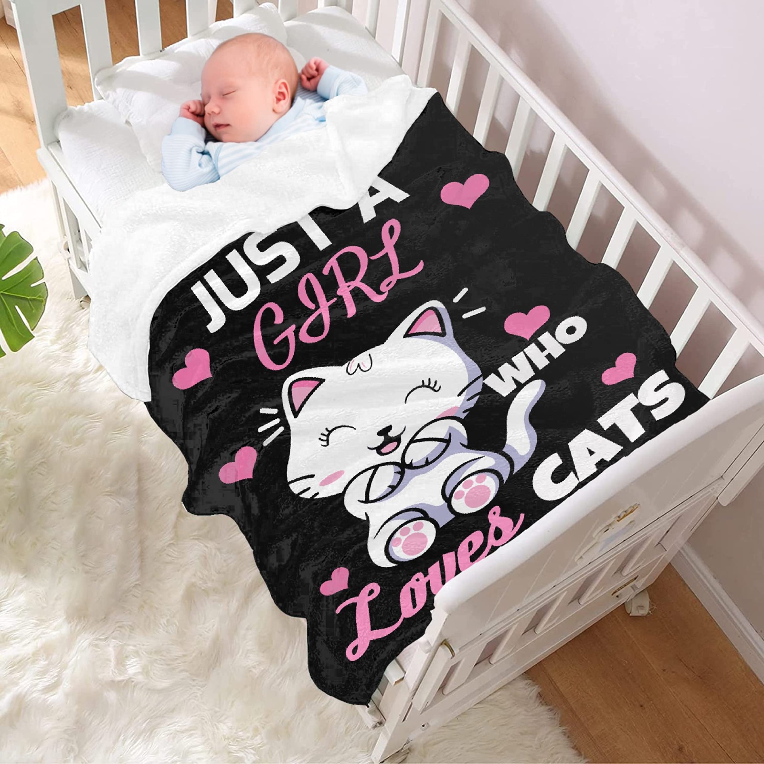 Soft Fluffy Plush Cat Blanket - Cute Animal Pattern Throw for Girls, Pets, and Cat Lovers - 40