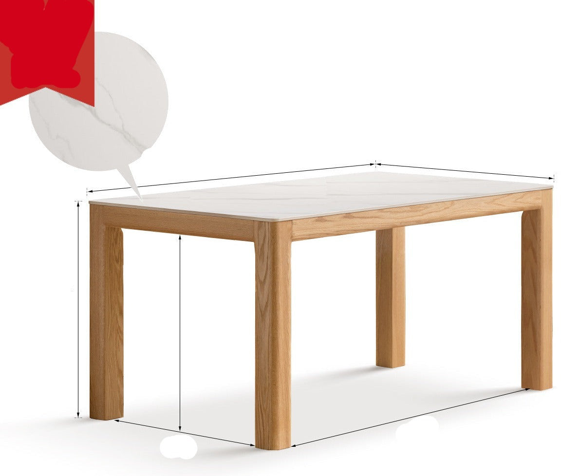 Solid Oak Wood Dining Table - Simple Modern Design for Kitchen, Dining Room & Small Spaces