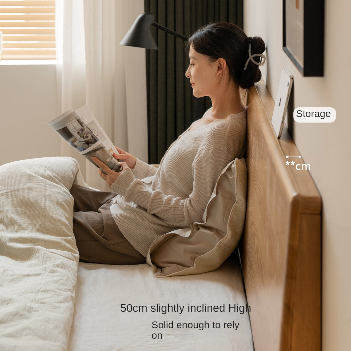 Solid Oak and Ash Wood Nordic Minimalist Floating Bed Frame - Perfect for Modern Bedroom, Guest Room, and Loft Decor
