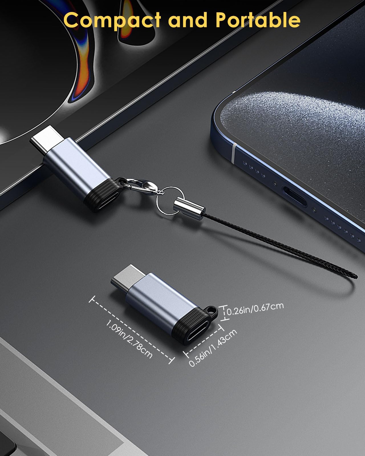 MoKo 2 Pack Lightning to USB C Adapter - iPhone 15/16 Pro/Pro Max/Plus, Galaxy S24, iPad Air/Pro Compatible - Fast Charging & Data Transfer - Gray (Perfect for Travel, Office & Home Use)