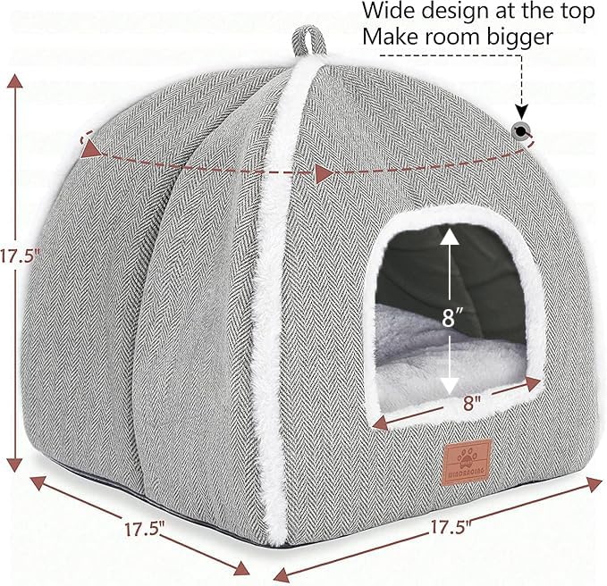Cozy Self-Warming Cat Bed for Indoor Cats - Soft Washable Cat Cave with Removable Cushion, Grey Large Pet House for Kittens & Adult Cats | Perfect for Winter Warmth, Lounging & Stress Relief