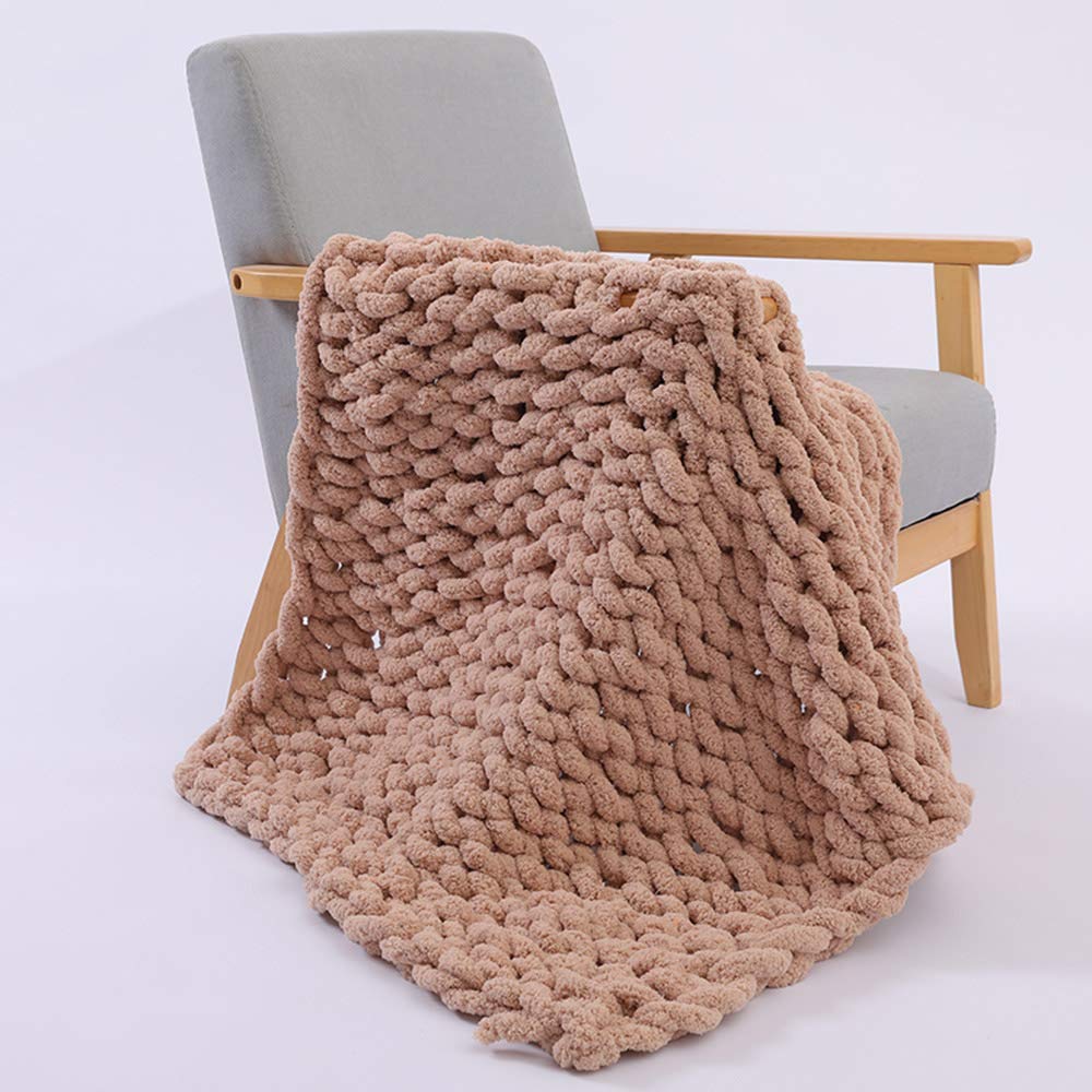 Chunky Knit Chenille Throw Blanket - Ultra Soft Handwoven Weighted Blanket, Cable Knit Design, Oversized 47x71 Inches (120x180cm) - Perfect for Cozy Nights, Living Room Decor, and Gift Giving