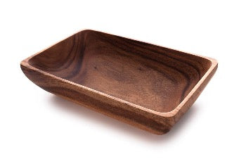 12 Pack Acacia Wood Bowls - Natural Rectangular Serving Bowls for Salads, Snacks & Desserts - Perfect for Parties, Picnics & Home Dining