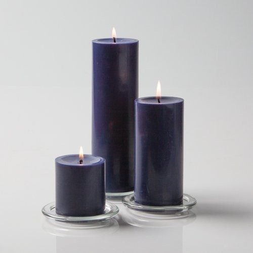 Richland® Navy Blue Pillar Candles - Set of 18 Unscented Dripless Candles for Weddings, Home Decor, and Romantic Ambiance