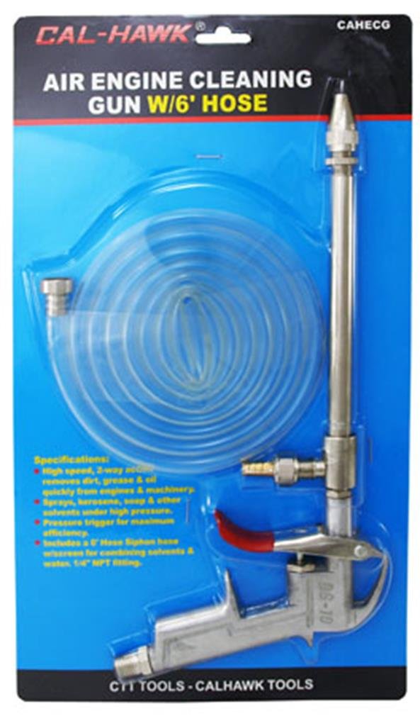 Cal Hawk Air Engine Cleaning Gun with 6' Hose - High-Pressure Tool for Automotive, Machinery, and Industrial Maintenance
