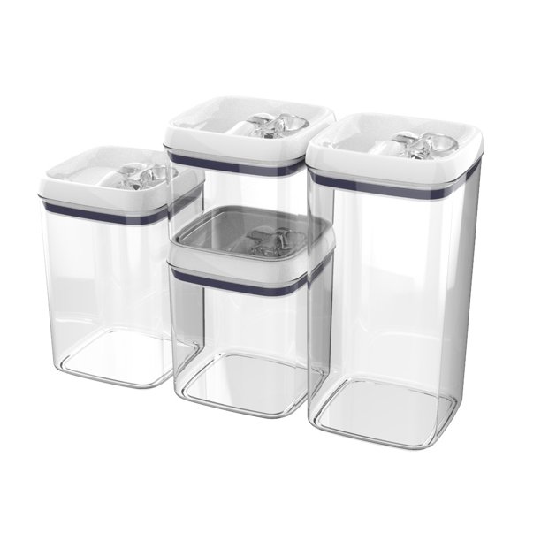4-Pack Square BPA-Free Plastic Food Storage Containers for Pantry, Kitchen & Meal Prep - Airtight Lids for Freshness & Organization - Perfect for Leftovers, Snacks & Dry Goods