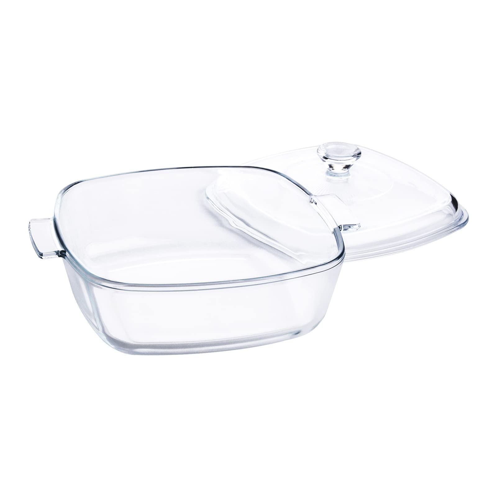 Clear Square Glass Casserole Dish with Lid - 1.2 Quart Oven Safe Baking Pan, Freezer & Dishwasher Friendly - Perfect for Lasagna, Casseroles, Meal Prep & Holiday Cooking