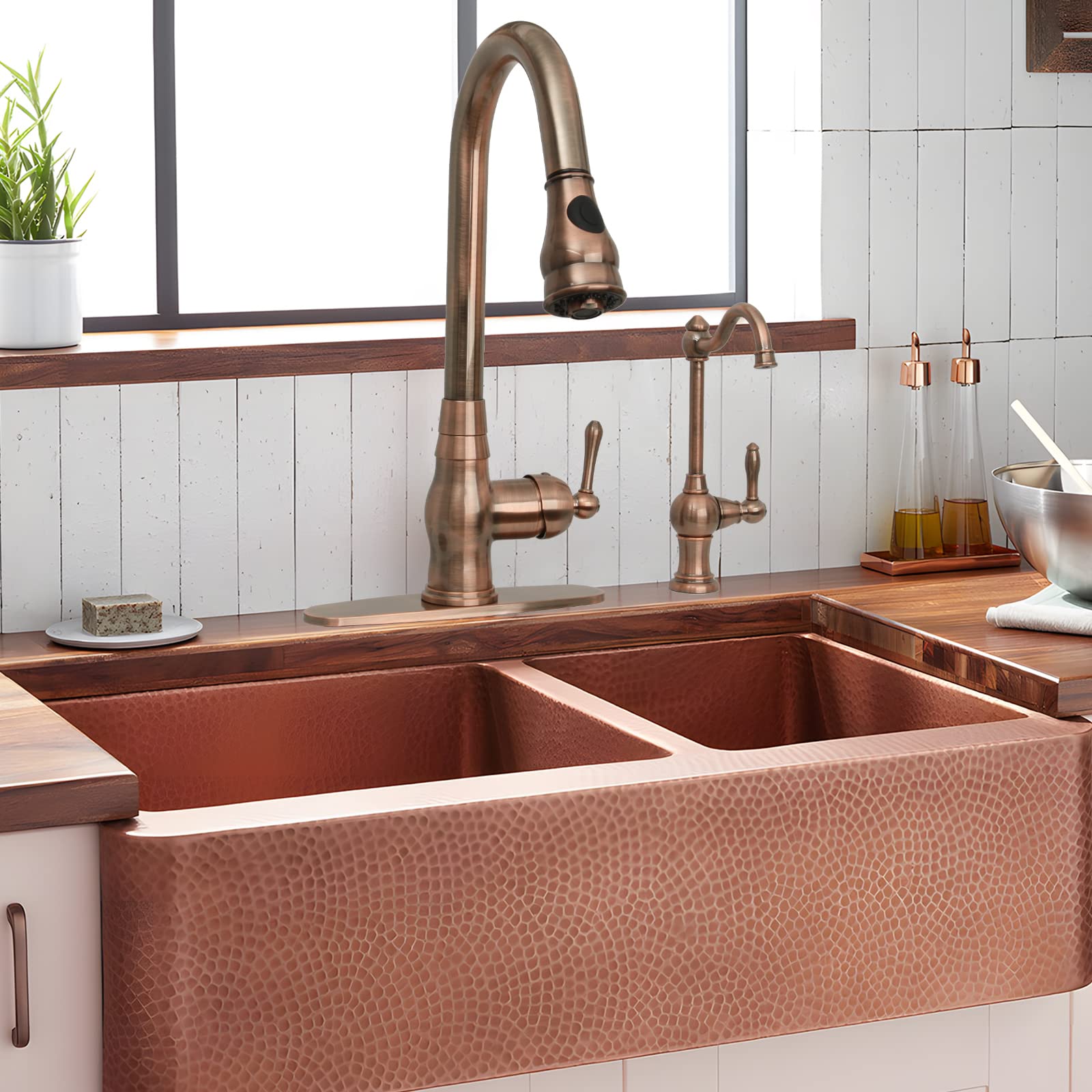 Akicon One-Handle Drinking Water Filter Faucet Purifier - Cold Water (Antique Copper) for Kitchen Sink & Home Use