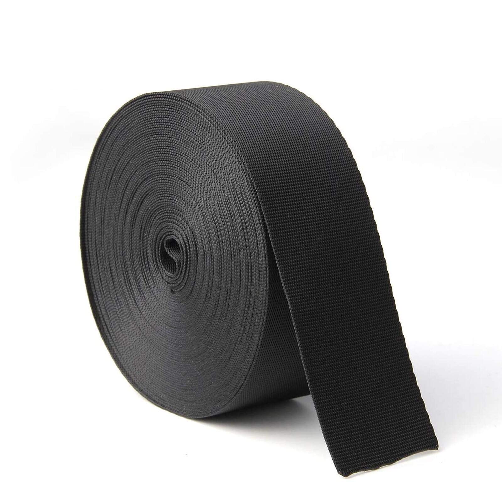 **1.5 Inch Heavy Duty Nylon Webbing Strap - 10 Yards Polypropylene Straps for Bags, Hammocks, Outdoor Climbing, DIY Luggage, Pet Collars & Backpack Repair (Black) - Durable & Versatile for Camping, Travel & Home Projects**