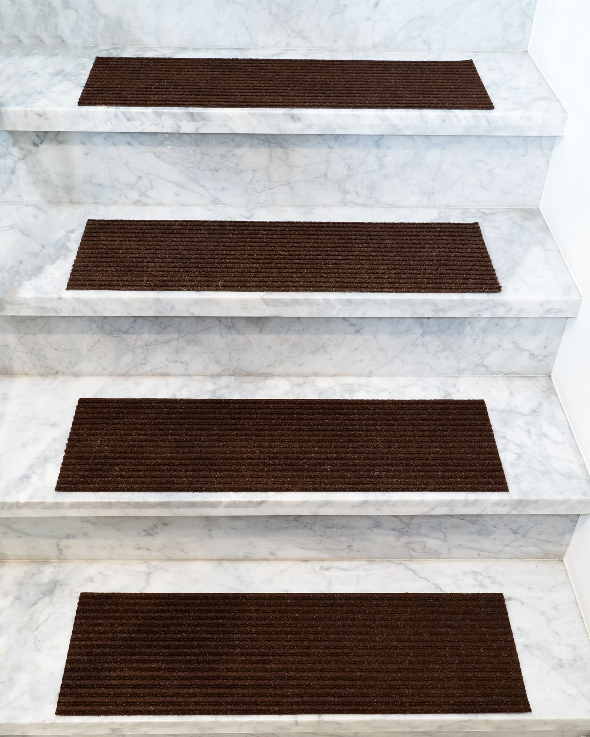 NaturalAreaRugs Halton Chocolate Dark Brown Non-Slip Stair Treads - 9