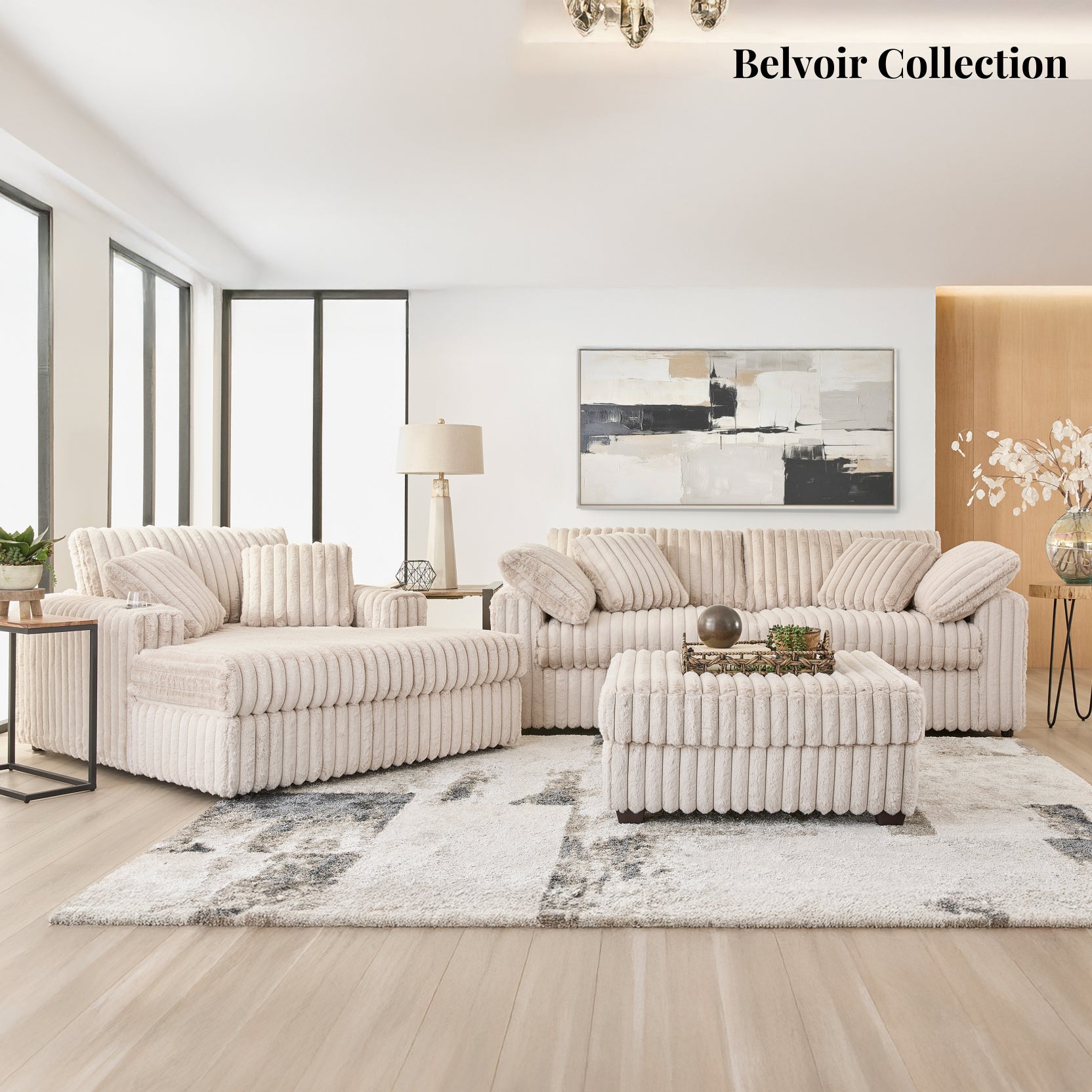 Roundhill Furniture Belvoir Accent Cocktail Ottoman - Stylish Round Storage Ottoman with Upholstered Fabric, Perfect for Living Room, Bedroom & Home Decor