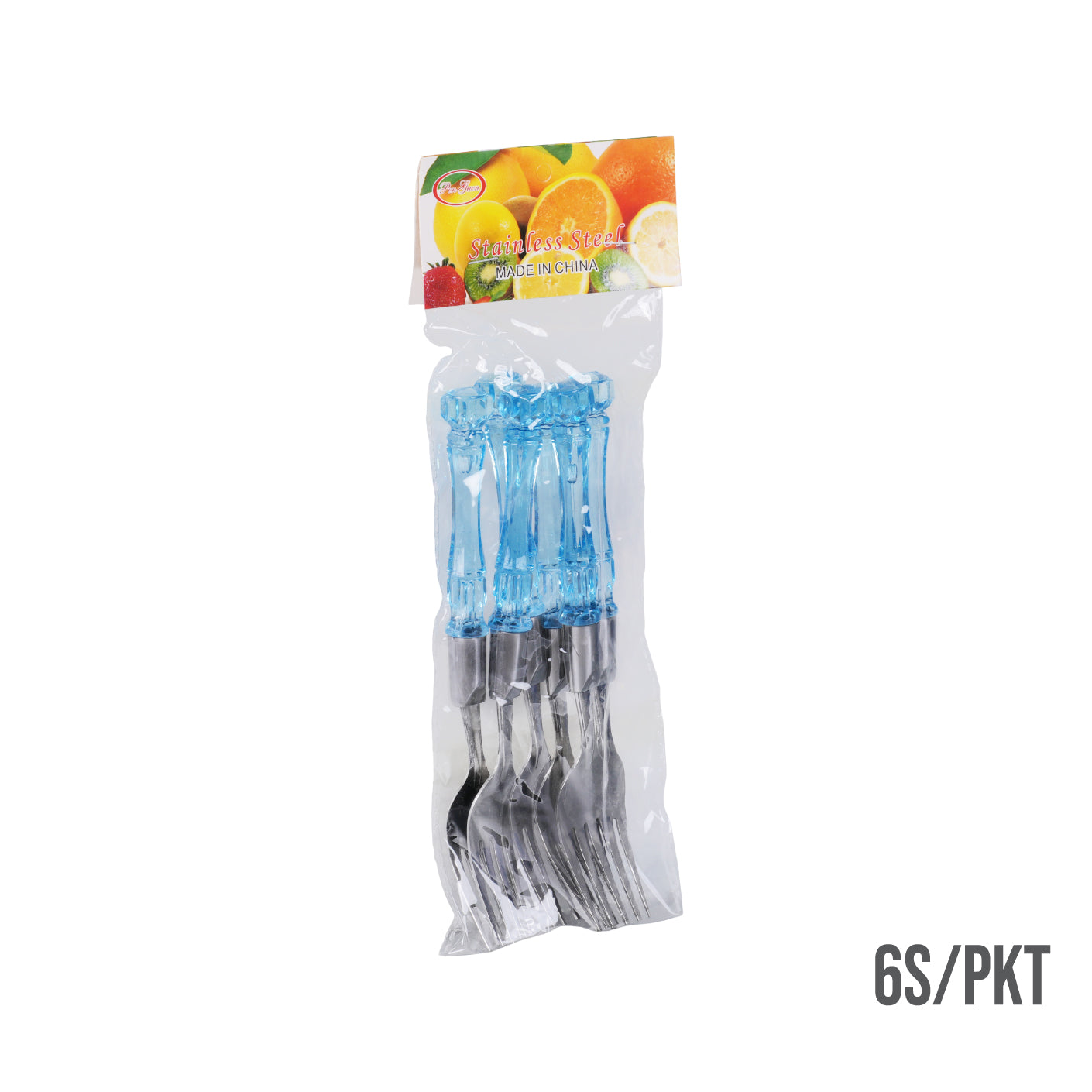 Blue Crystal Handle Forks Set of 6 - Elegant Stainless Steel Dinner Forks for Parties, Weddings & Formal Dining (HFH8685B)