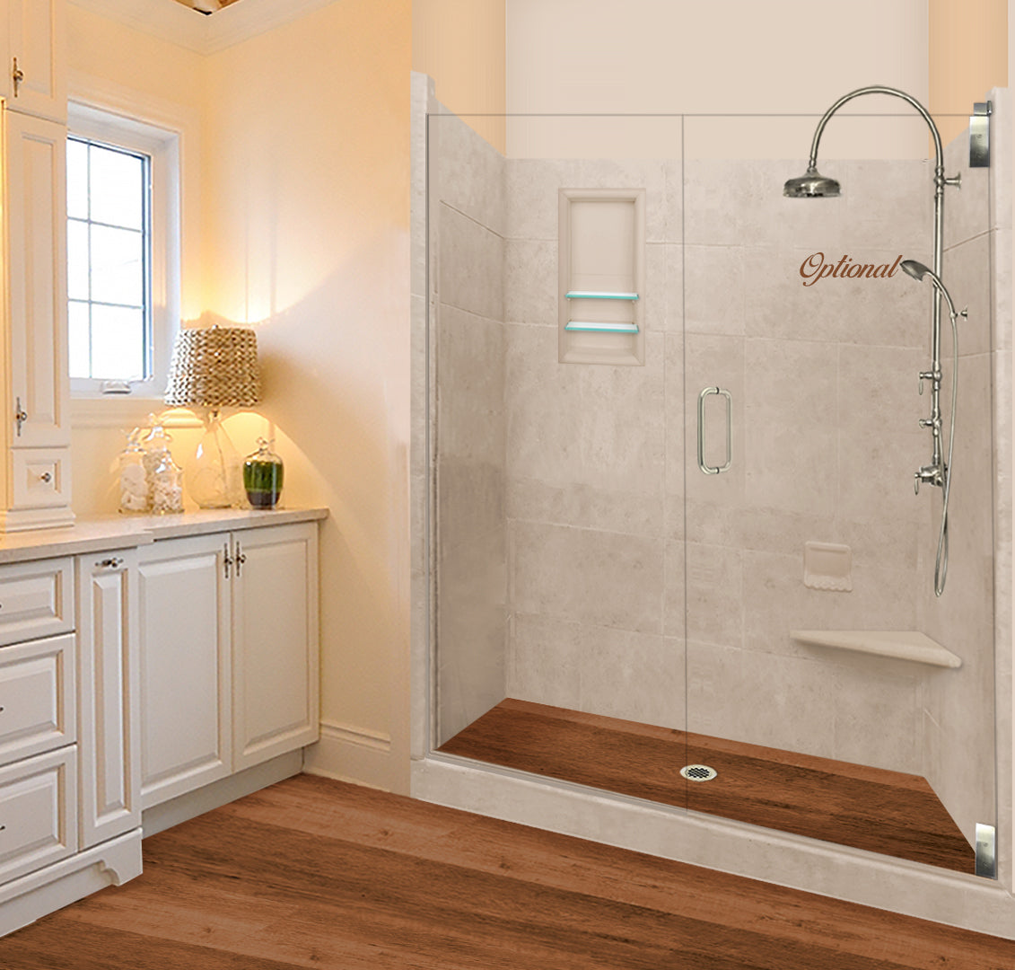 Waterproof Stone & Wood Shower Kit - LifeProof Burnt Oak 60