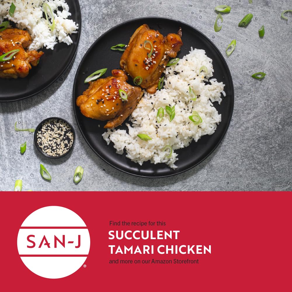 Organic Gluten-Free Tamari Soy Sauce by San-J - Low Sodium (50% Less) - 100% Whole Soy - Specially Brewed - 10 oz Bottle - Perfect for Asian Cuisine, Stir-Fry & Sushi Dipping