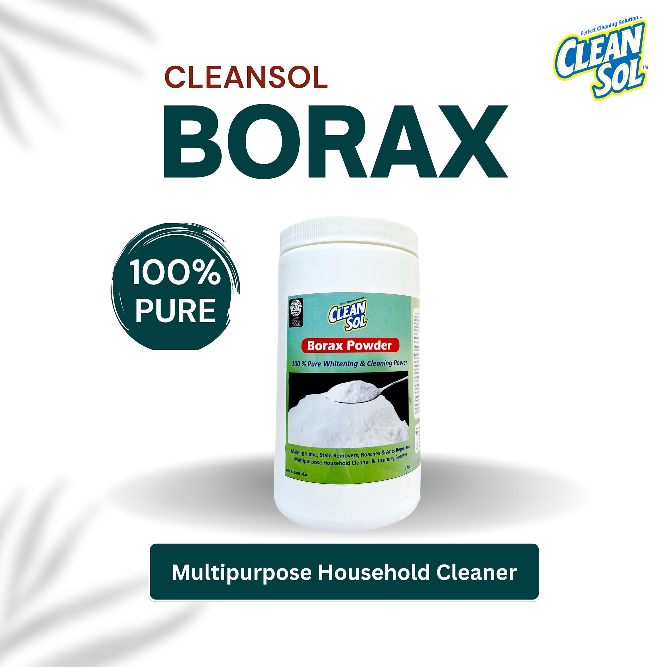 Cleansol Borax Powder - 1 Kg | Natural Cleaning Agent & Slime Making Ingredient | Multi-Purpose for Laundry, DIY Crafts & Household Cleaning
