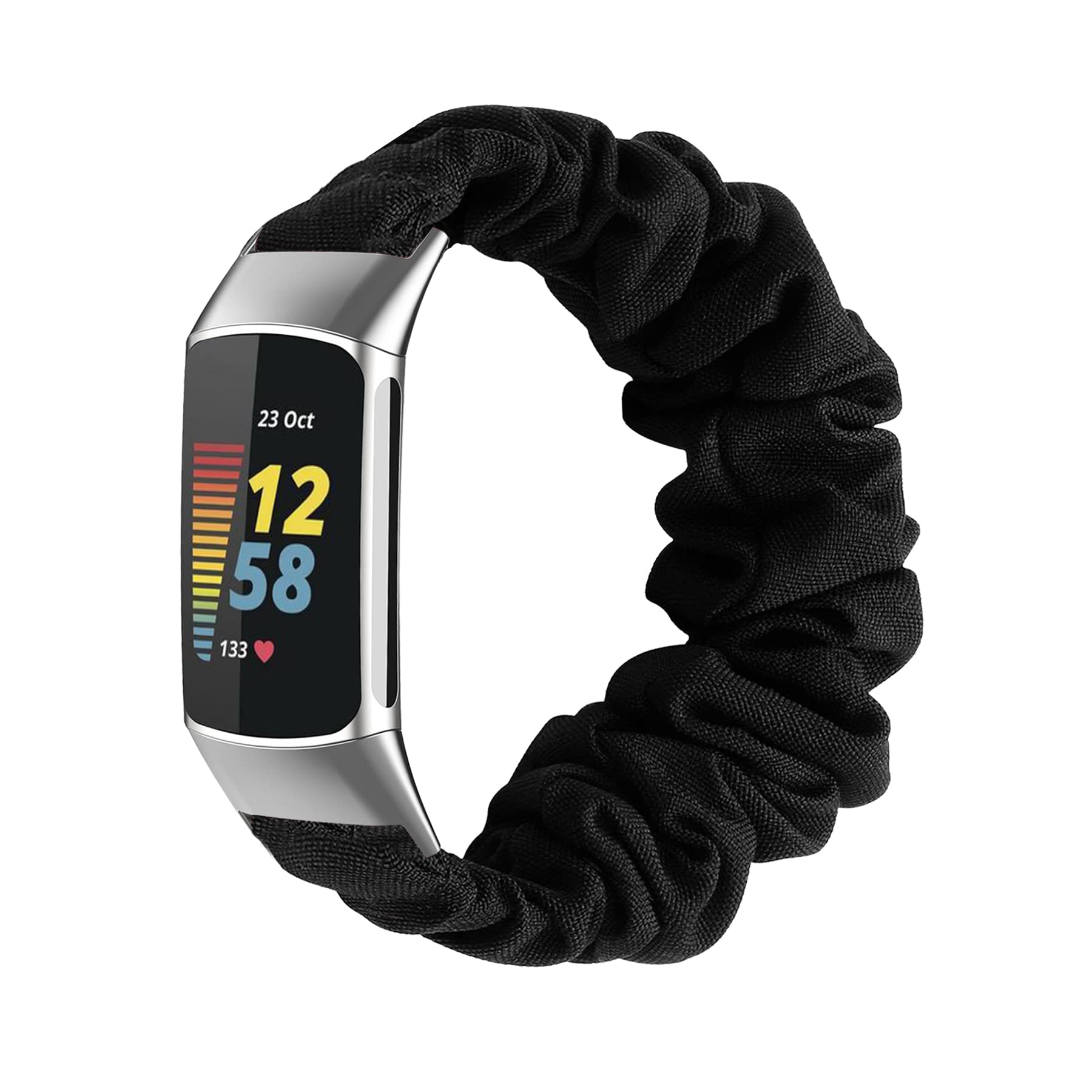 Soft Fabric Elastic Scrunchie Watch Bands Compatible with Fitbit Charge 5 - Replacement Wristbands for Women, Stylish & Comfortable Fitness Accessory - Perfect for Workouts, Yoga, and Everyday Wear