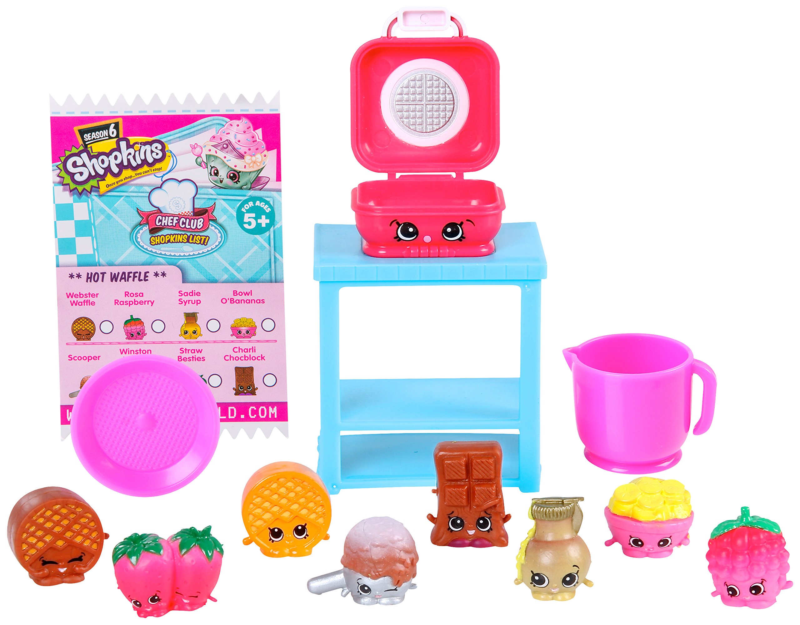 Shopkins Chef Club Hot Waffle Playset - 12 Piece Miniature Toy Food Set for Kids | Pretend Play, Collectibles & Party Favors | Perfect for Role Play, Birthday Gifts & Classroom Rewards