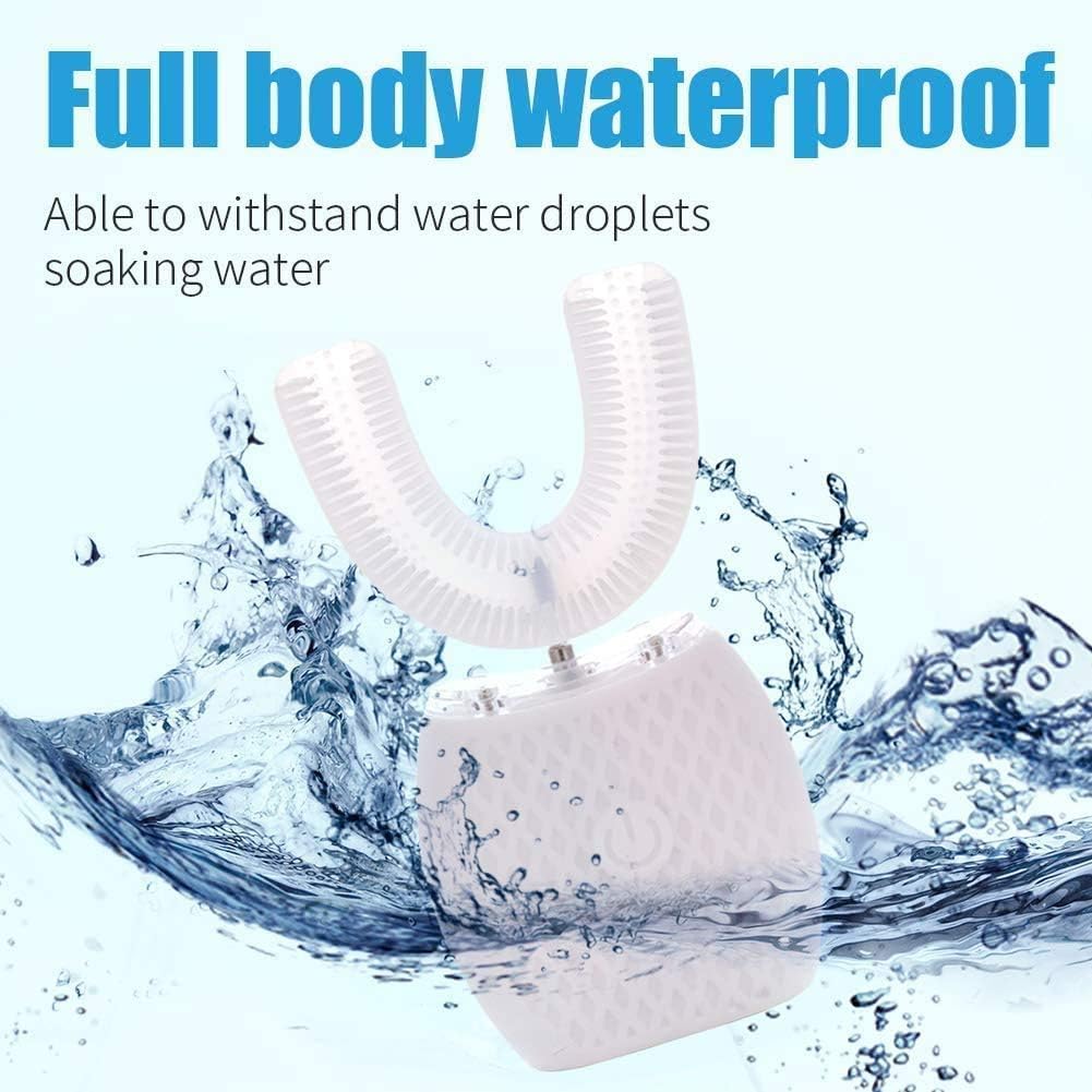 Automatic Ultrasonic Toothbrush - 360° Sonic Electric Toothbrush with Whitening, Waterproof & Rechargeable for Travel & Home Use | Perfect for Daily Oral Care & On-the-Go Hygiene (White)
